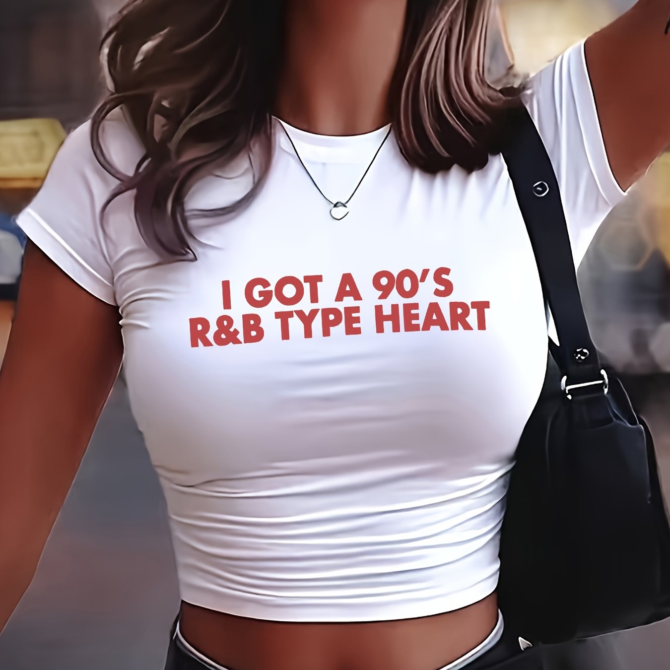 TEMU 00008 - And Summer Short-sleeved Fitted T-shirt, Featuring A Nostalgic With ' A 90's R&b Type Heart'. This Vintage And Versatile T-shirt Is