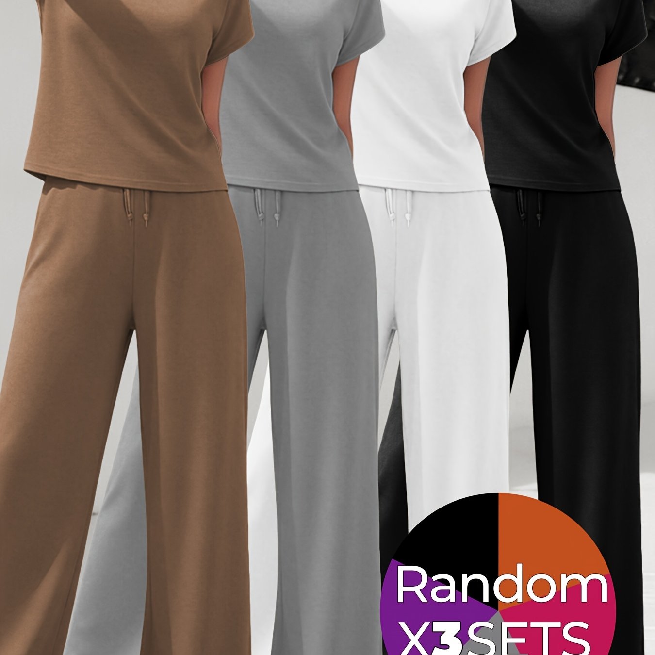TEMU 3pcs Set, Random Color, Women's Sporty Casual Long Pants Set