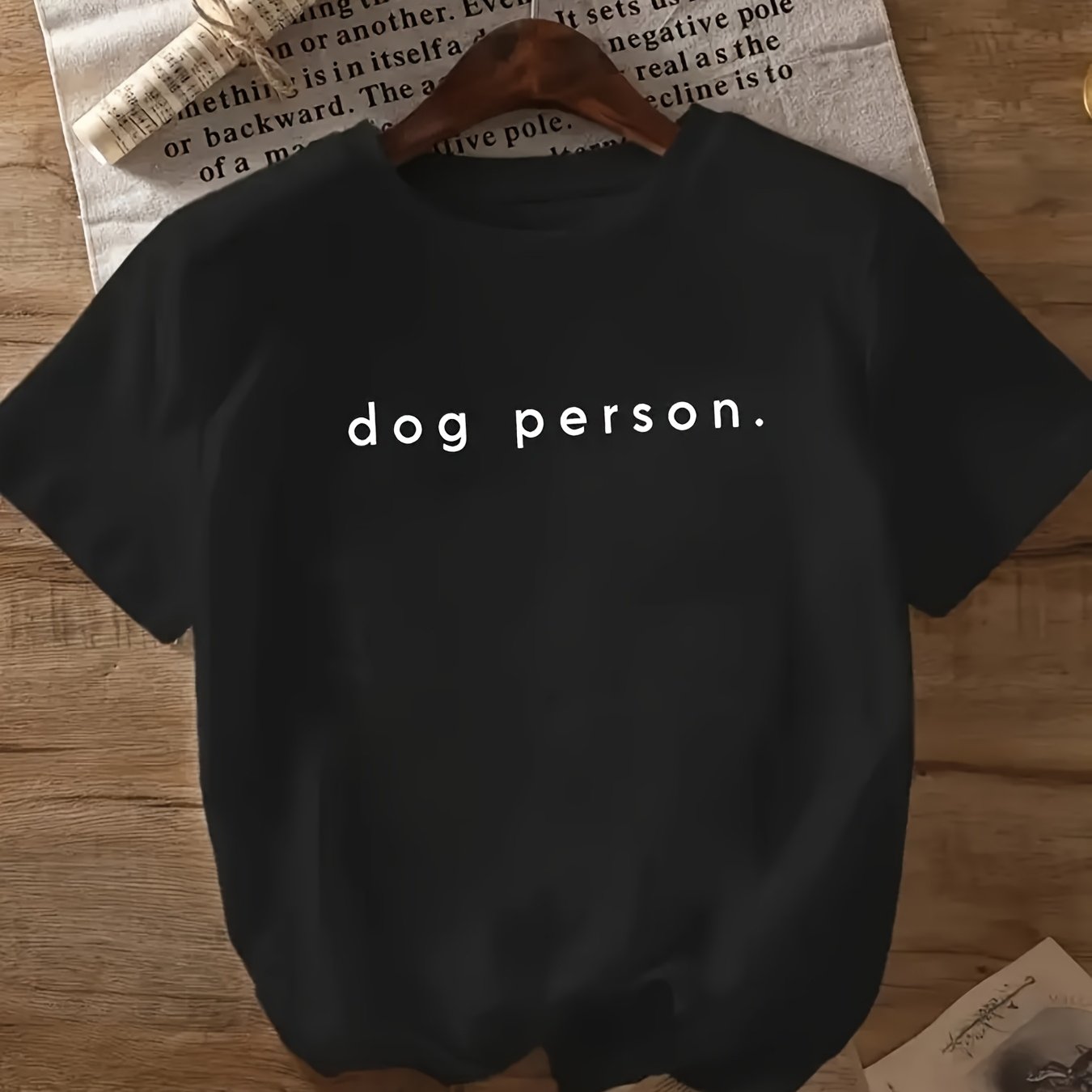TEMU Women's "dog Person" Graphic Tee - Casual Crew Neck, Short Sleeve, Letter Print Top In Gray, , Everyday Tshirt | Humorous Fashion | Lightweight