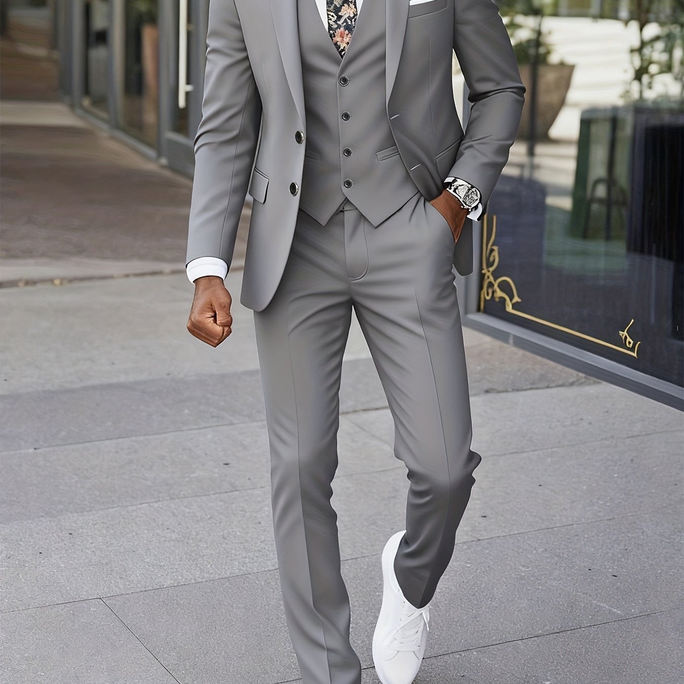 E-shop Herren 3-teiliges Anzug, inklusive Weste, Hose und Jacke, hochwertige Business-Kleidung für Hochzeiten, Arbeitskleidung und festliche Anlässe