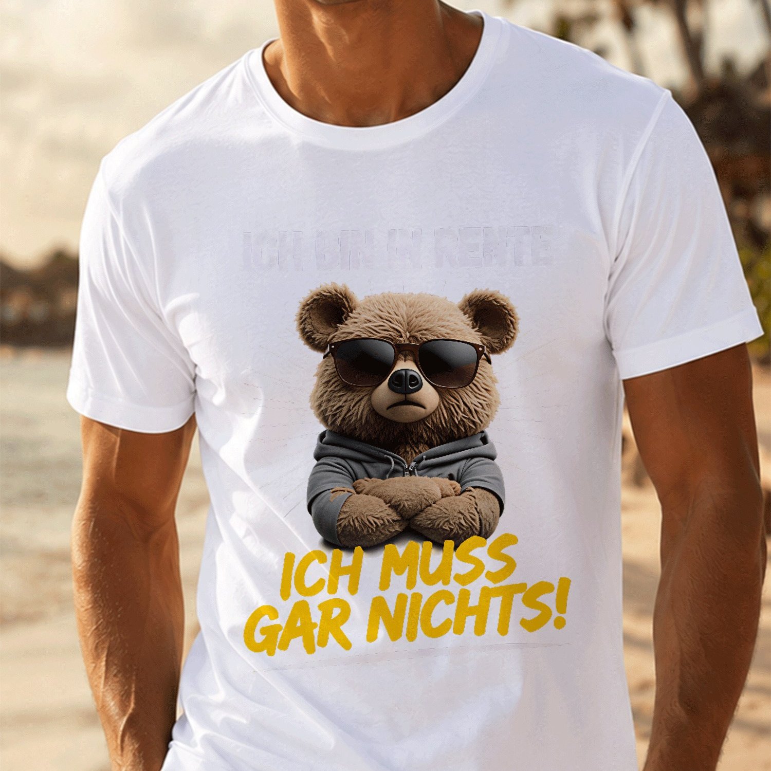 Image of German Text 'ich Bin In Rente Ich Muss Gar Nicht' (2) For Men Summer Casual T-shirt - Lightweight Tee For Seaside Vacation, Beach Resort