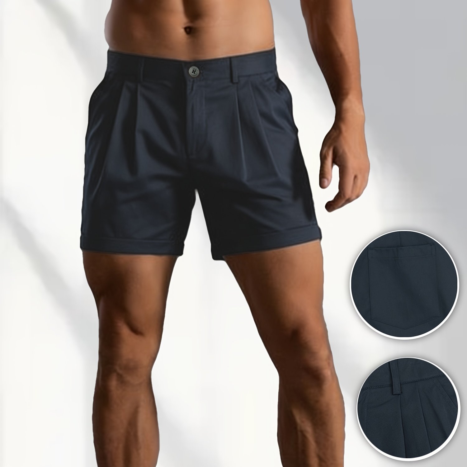 TEMU 's Suit Shorts, Summer Solid-colored Shorts, Men'-quarter Shorts, Button-up Summer Shorts, Suit Shorts, Outdoor Step Shorts, Vintage Casual