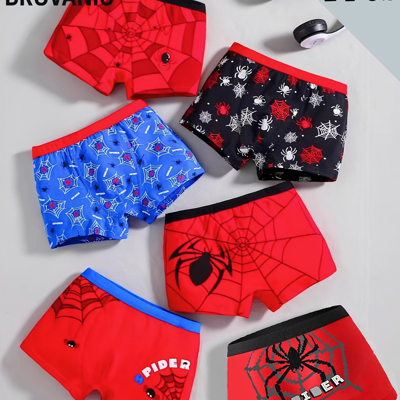 Image of 4pcs Set Of Boys' Spider Print Cartoon Underwear Random, Soft, Comfortable, Breathable, Lightweight, Street Style.