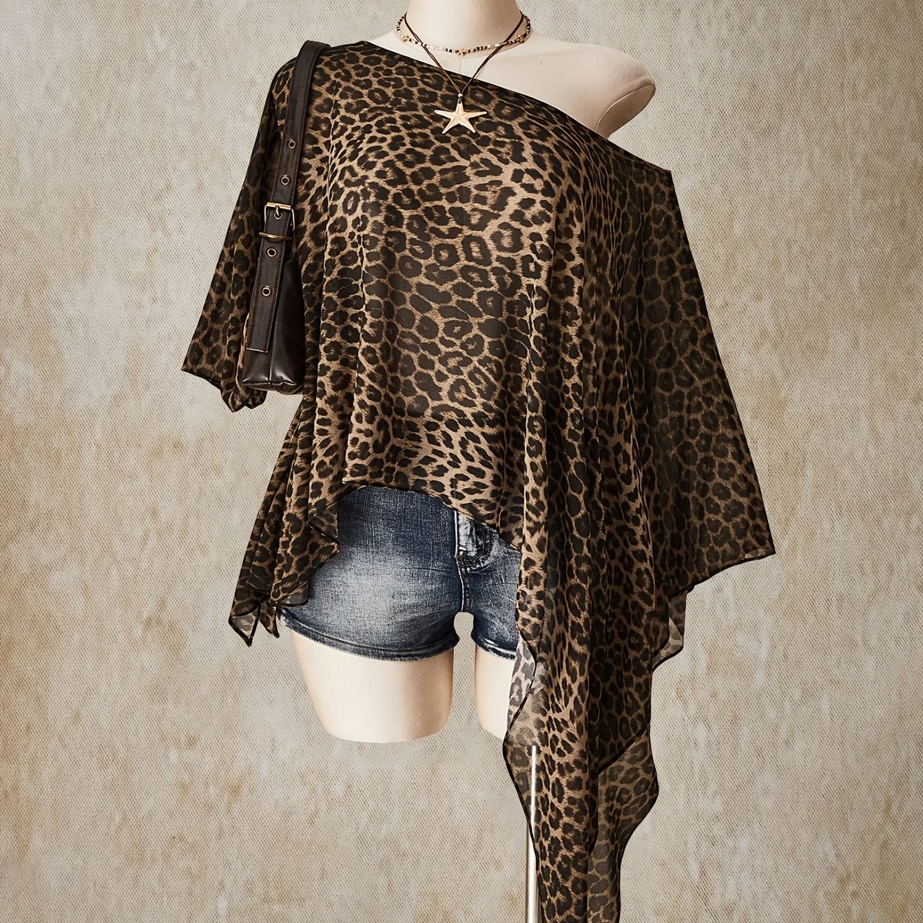 TEMU Plus Size, Plus Size Vintage Sexy Casual Beach Vacation Y2k Fashion Modern Urban -garde Music Festival Bohemian Style Leopard Print Asymmetrical