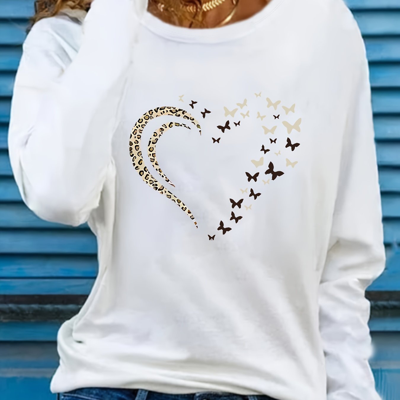 Plus Size, Fashion Women's Plus Size Long Sleeve T-shirt With , Fabric, Comfortable Top