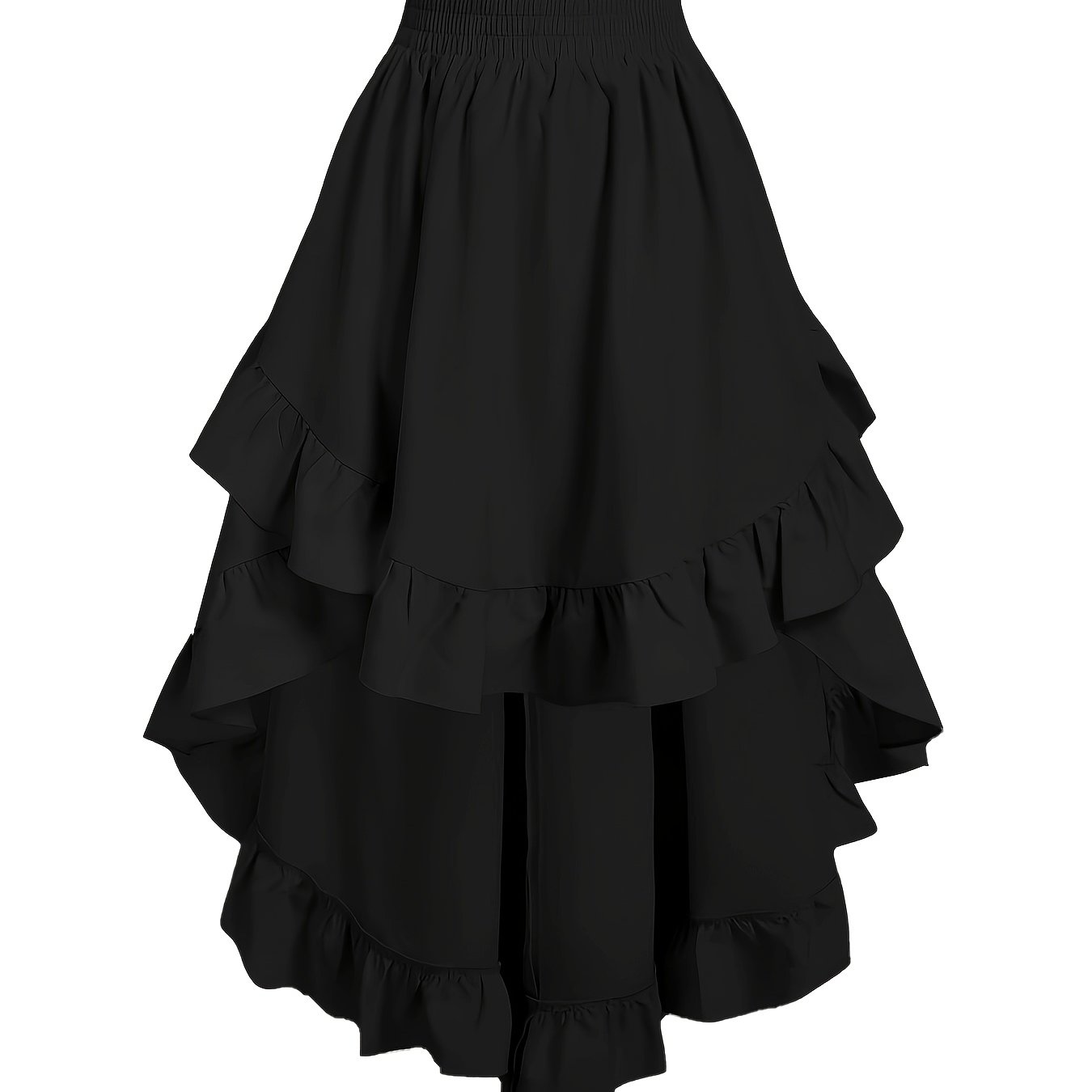TEMU Women's Apricot Hem Half Skirt, Vintage Solid Layered A-line Skirt