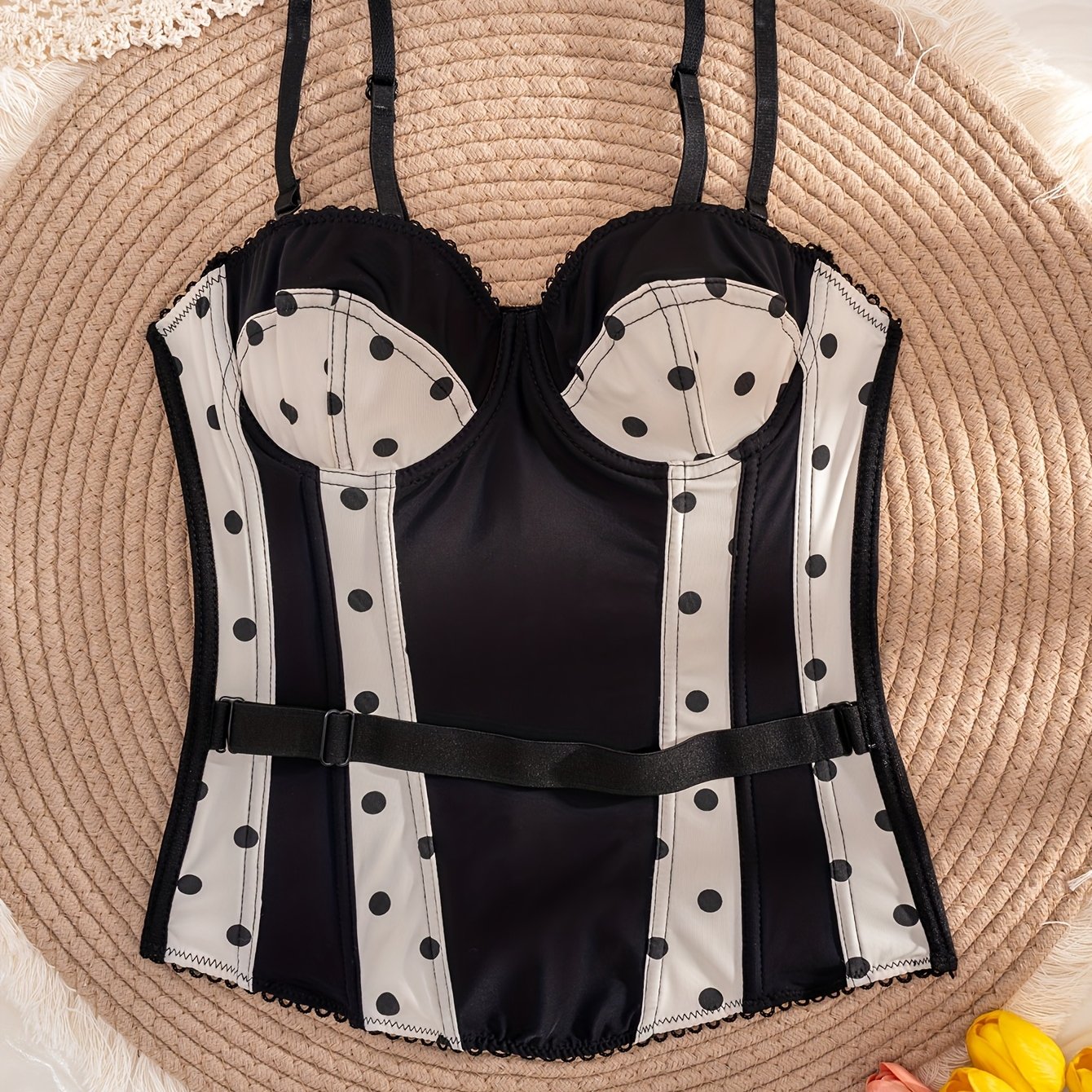 TEMU Women's Black Multi-row Button Bra Underwear