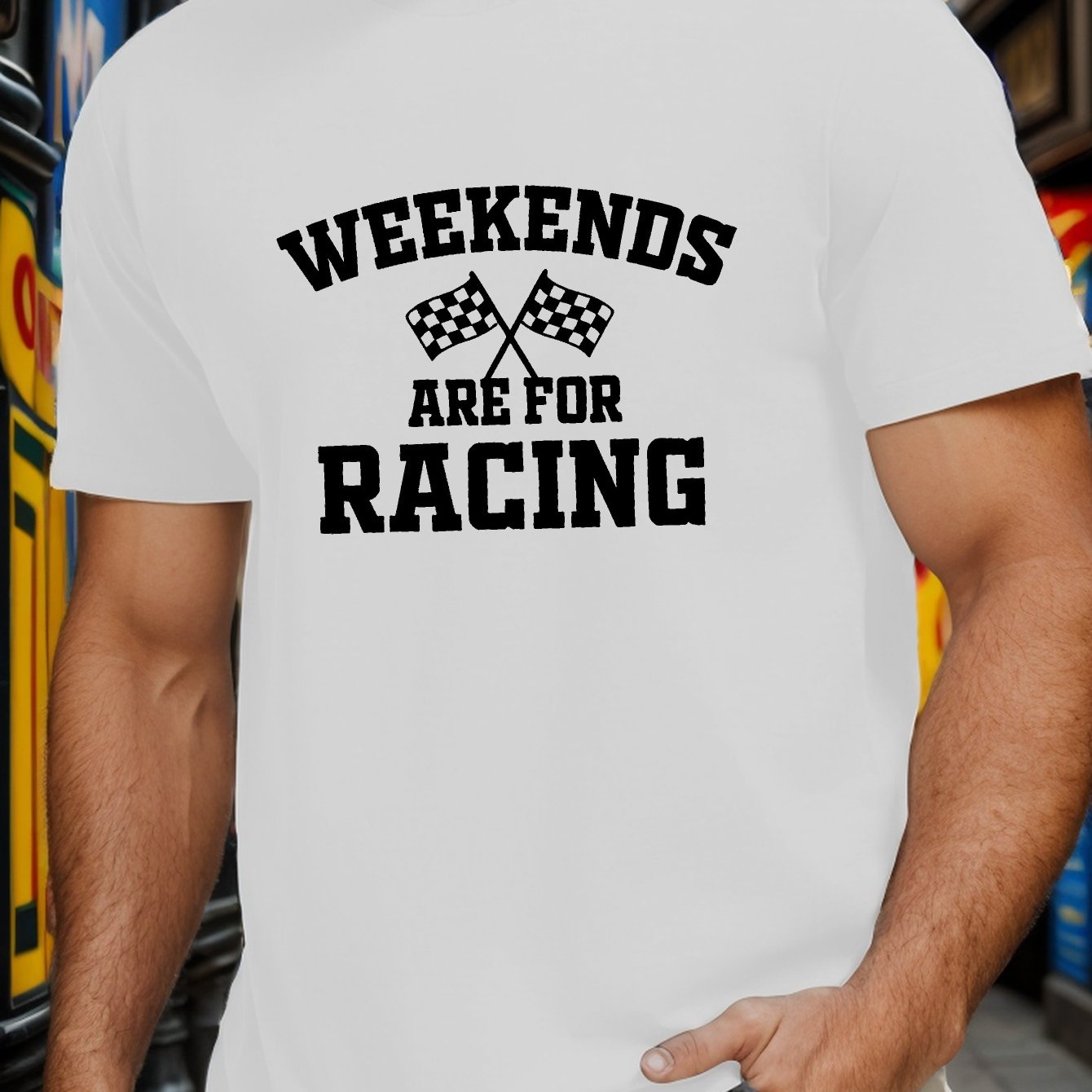 TEMU Are For Racing Men's Short Sleeve T-shirt Summer T-shirt Top