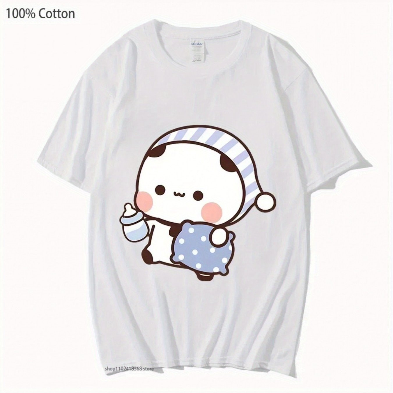 TEMU Adorable Couple Shirts Featuring A Cute Panda And , Perfect For Bedtime. Long Sleeve Tees For Men And Women, Stylish And Fashionable
