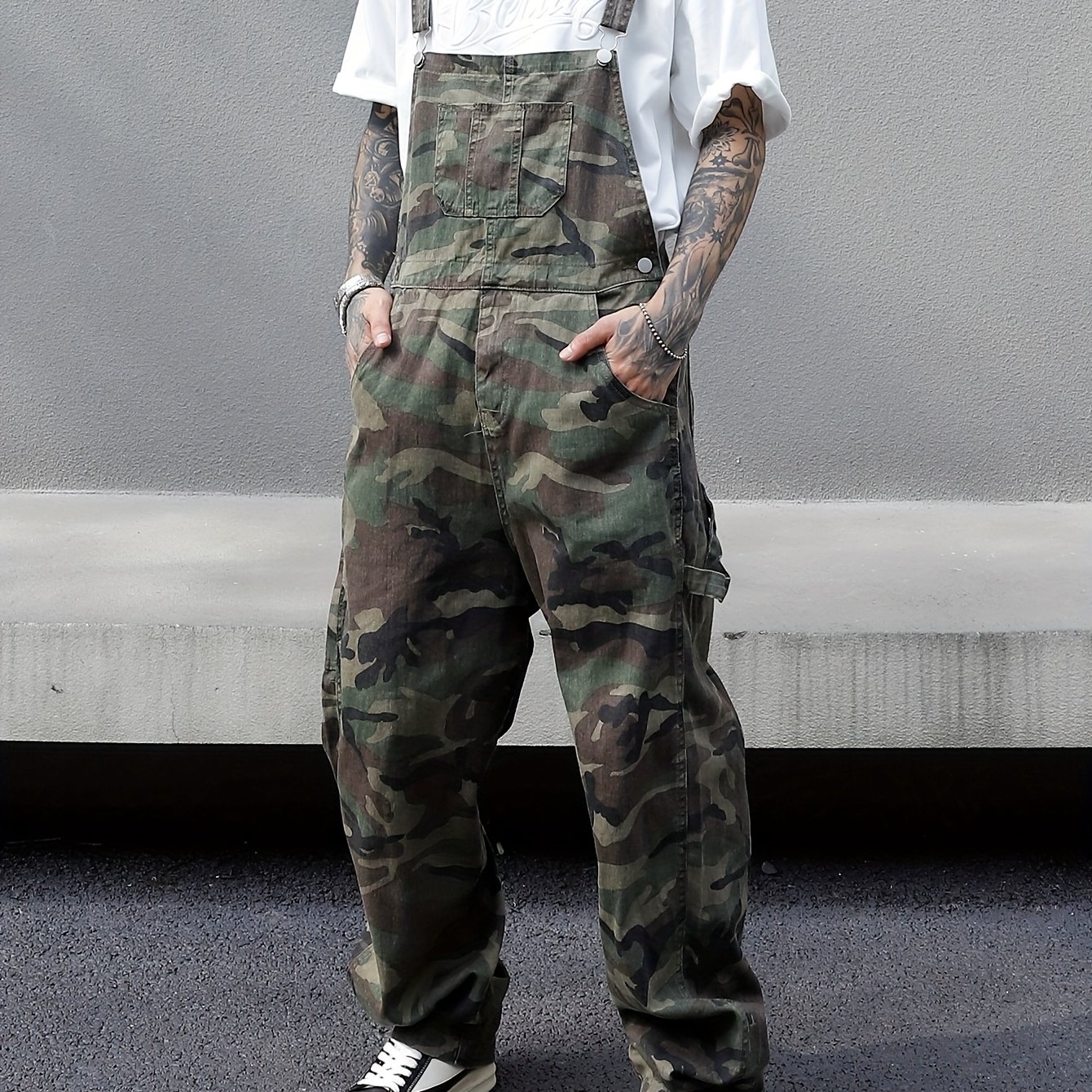 Men's - Size Denim Camo Overalls (machine Washable And Softened, Complex Workshop )