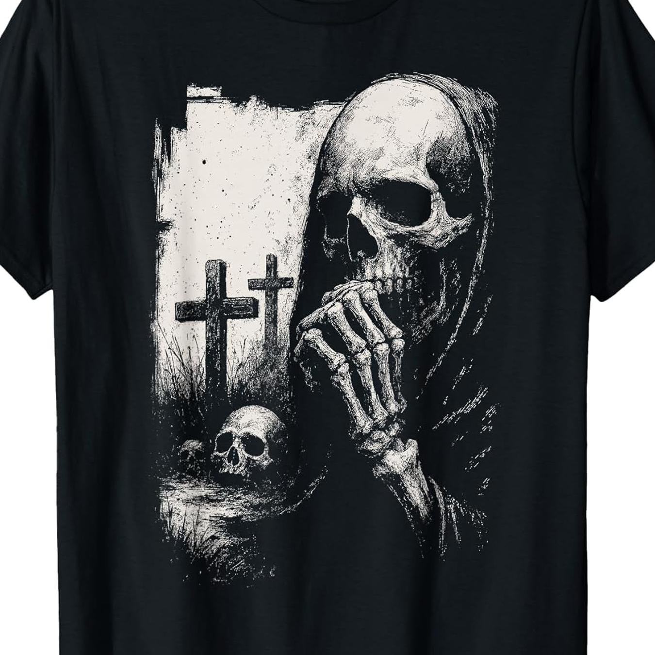 Reaper Skull Deathcore Goth Alt Horror Gothic Aesthetic T Shirt