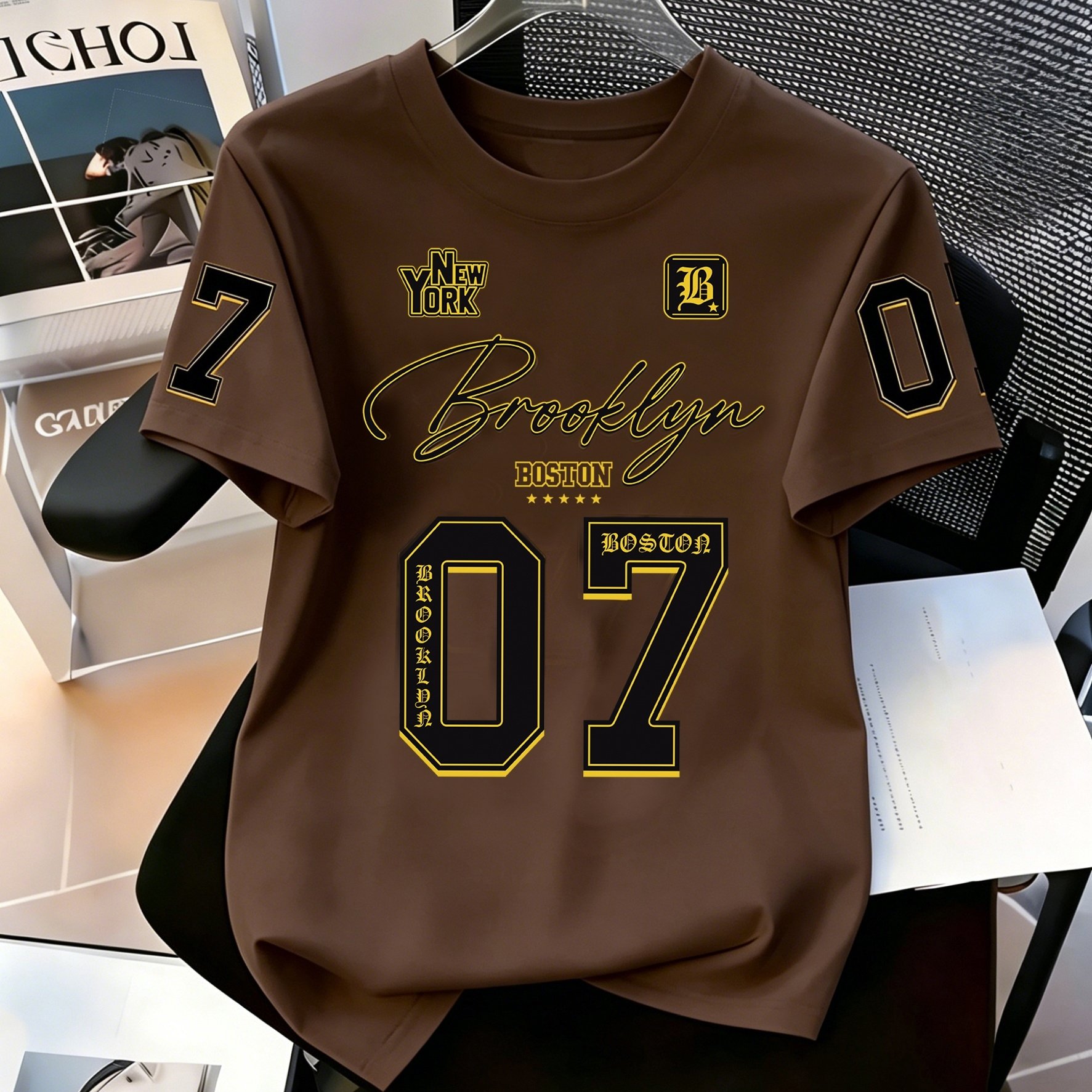 TEMU Ladies' 2026 New Summer Slim Fit Round Neck Short-sleeved T-shirt With Digital Pattern Print