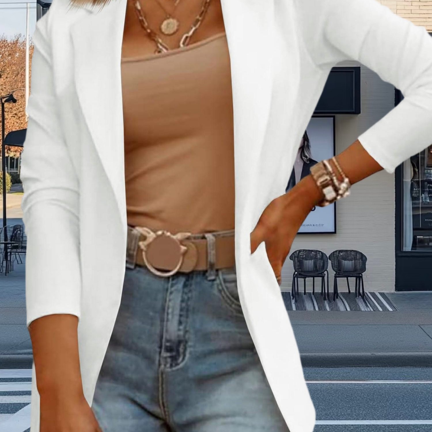 Women' Blazer Jacket - Casual Solid Color Open Front -line Suit, Machine Washable Long Sleeve Office Work Jacket For Spring Summer Fall, Straight Fit Professional Outerwear (no)