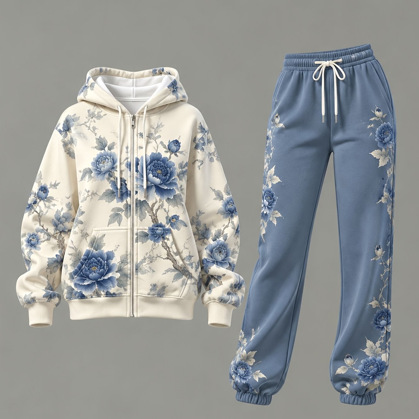 TEMU 2pcs Set, Women's Autumn And Winter Stylish And Elegant New Long-sleeve Hooded Zip-up Jacket With Casual Jogger Pants Set, Featuring Geometric