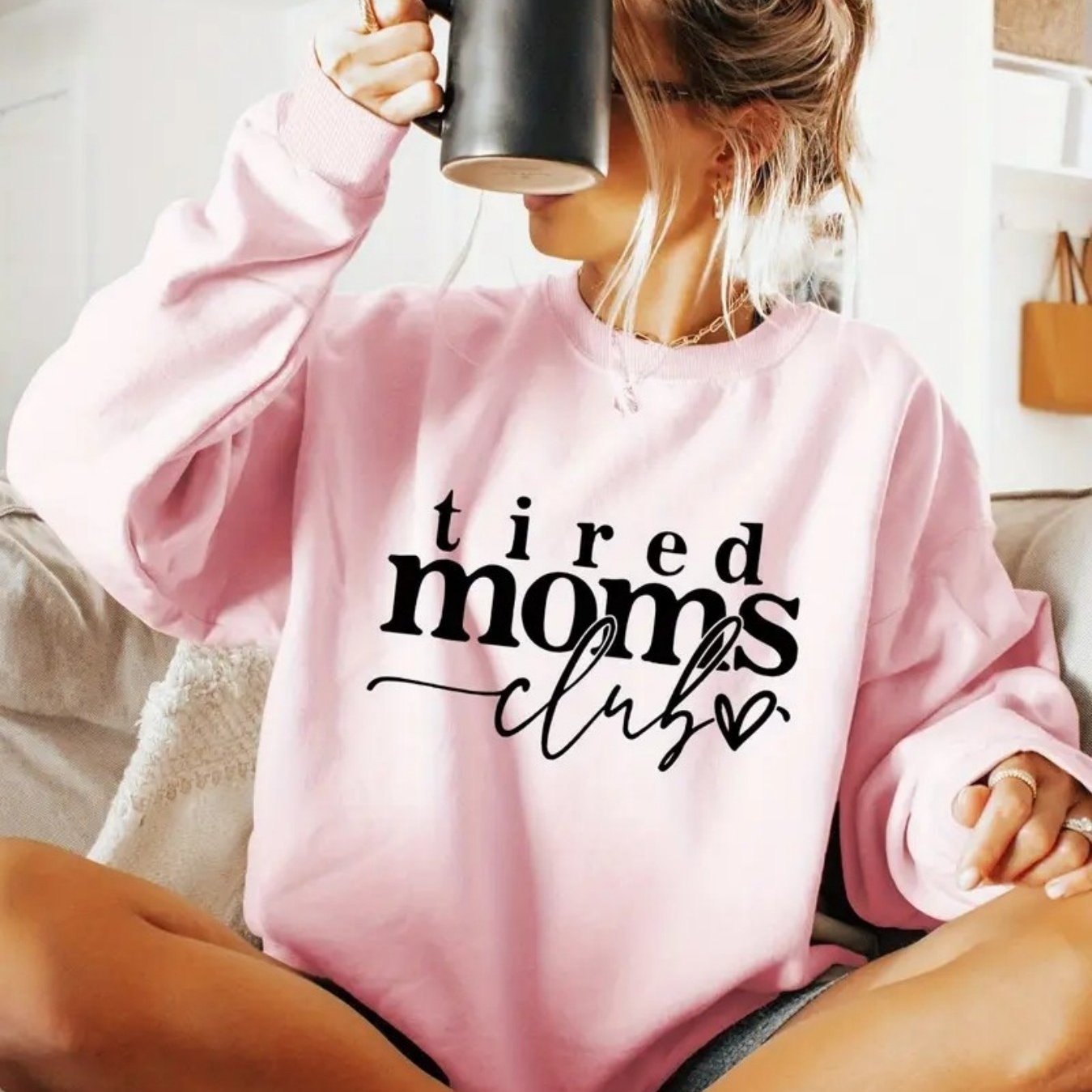TEMU Print Crew Neck Sweatshirt - Soft Micro Elasticity Fabric, Regular Length, For Spring & Fall - Womens Letter Print Clothing For Everyday Wear