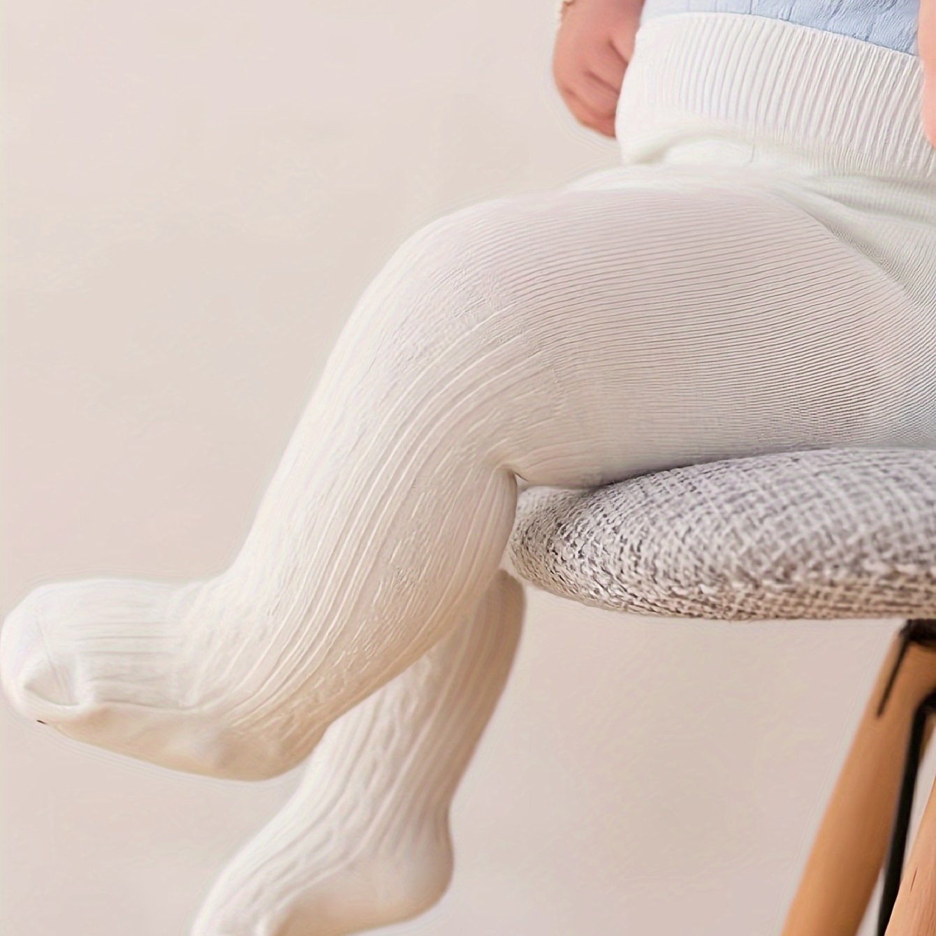 Image of Spring, Summer And Autumn Baby Girl Knitted Leggings, Fashionable Korean Style, Open Crotch, Versatile White Korean
