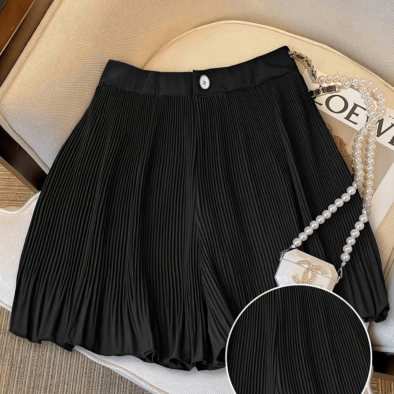 TEMU Women's Fashion Solid Color Loose Fit Casual Shorts