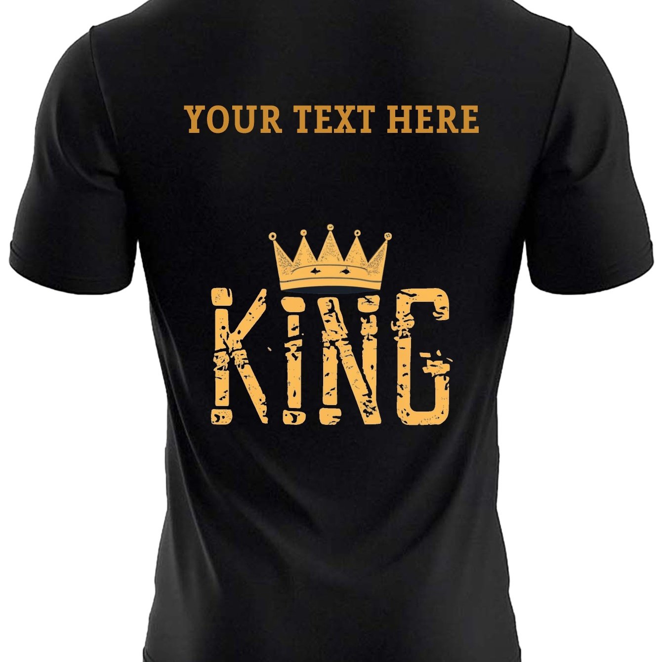 TEMU Customized Men's T-shirt With A Crown Your Personalized Text Printed On The Back White Ink Transfer Printing