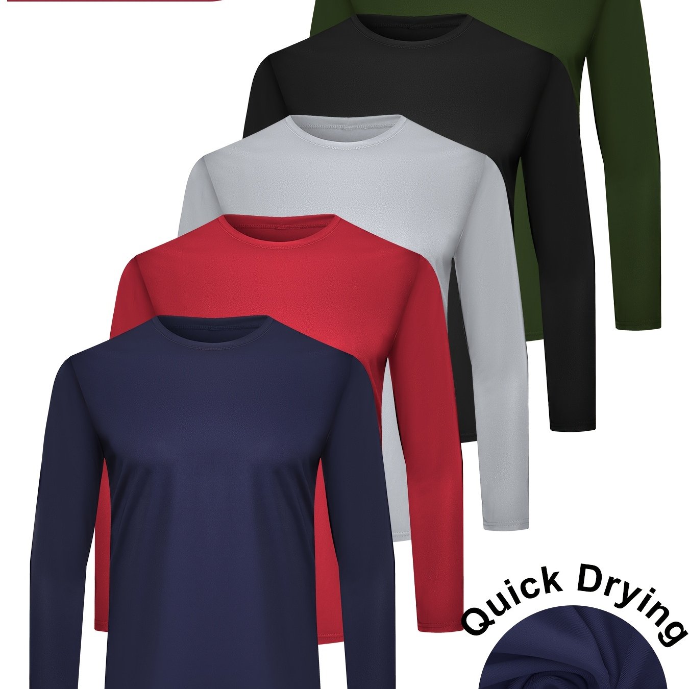 TEMU Set Of 's Long-sleeve Casual Tees That Are Breathable And Quick-drying, Ideal For Workouts, Training, Sports, And Everyday Use