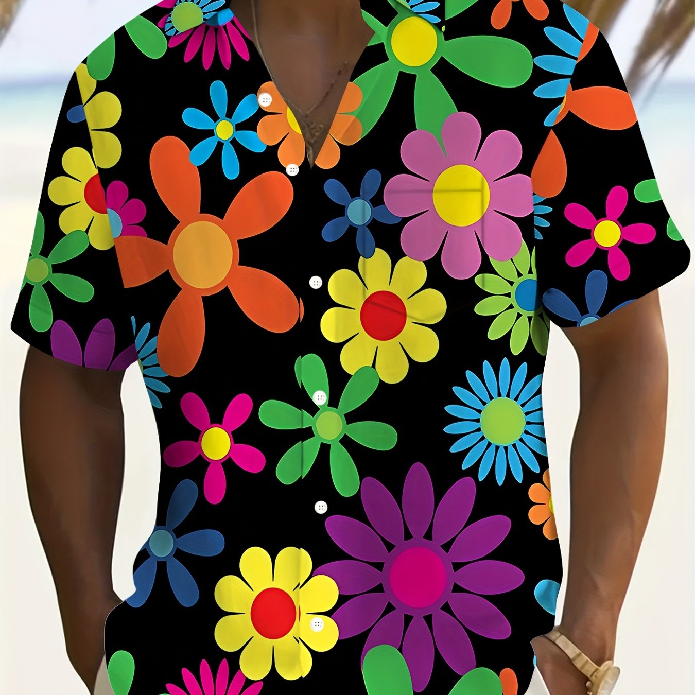 Fashion Print Men's Casual Button-up Short Sleeve Shirt, Spring Summer Fall Men's Clothing