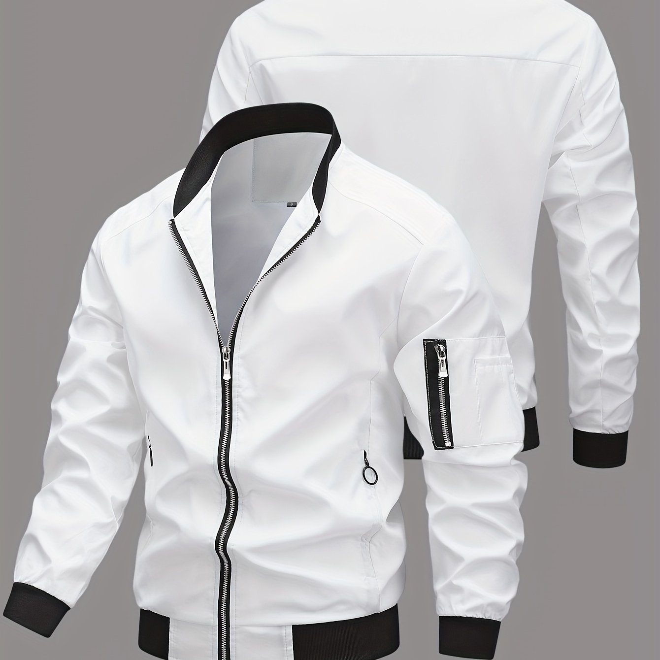 TEMU Men's Workwear Jacket With Zippered Pockets, Shoulder Zippers, Workwear Style - Motorcycle Jacket