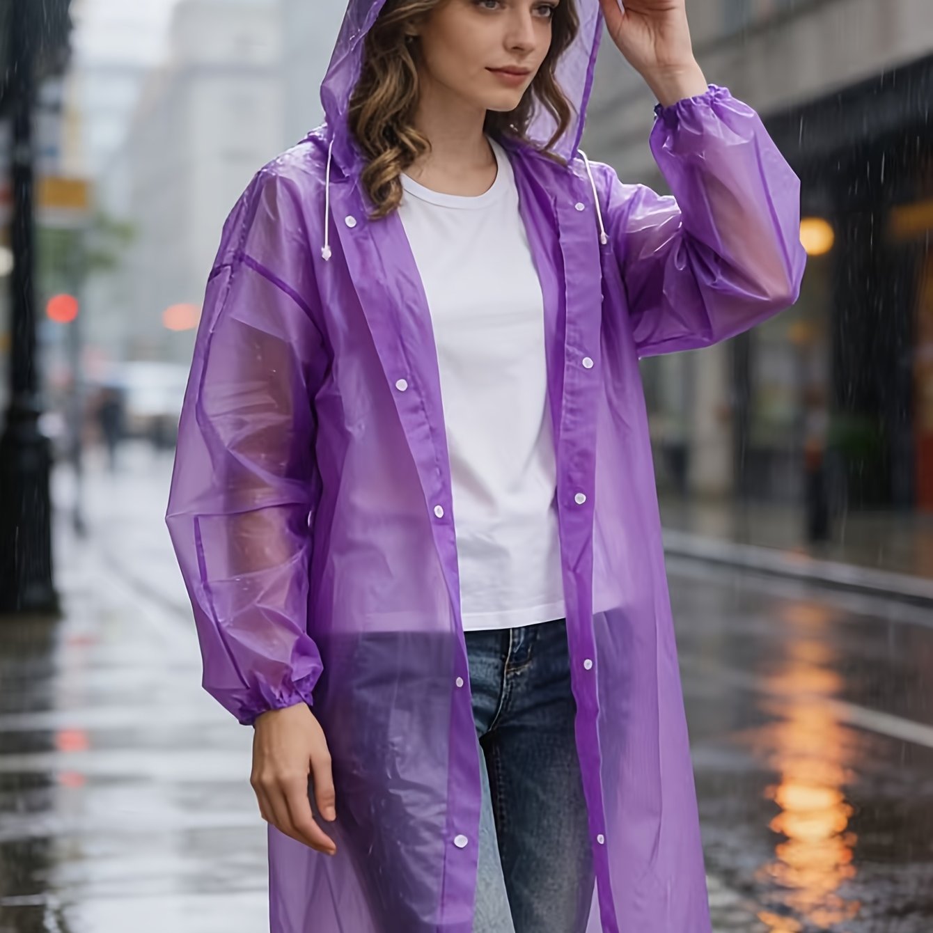 Image of 1pc -piece Outdoor Poncho With Brim Eva Adult Raincoat Breathable Raincoat, Full Body Hooded Raincoat, Portable Lightweight Design