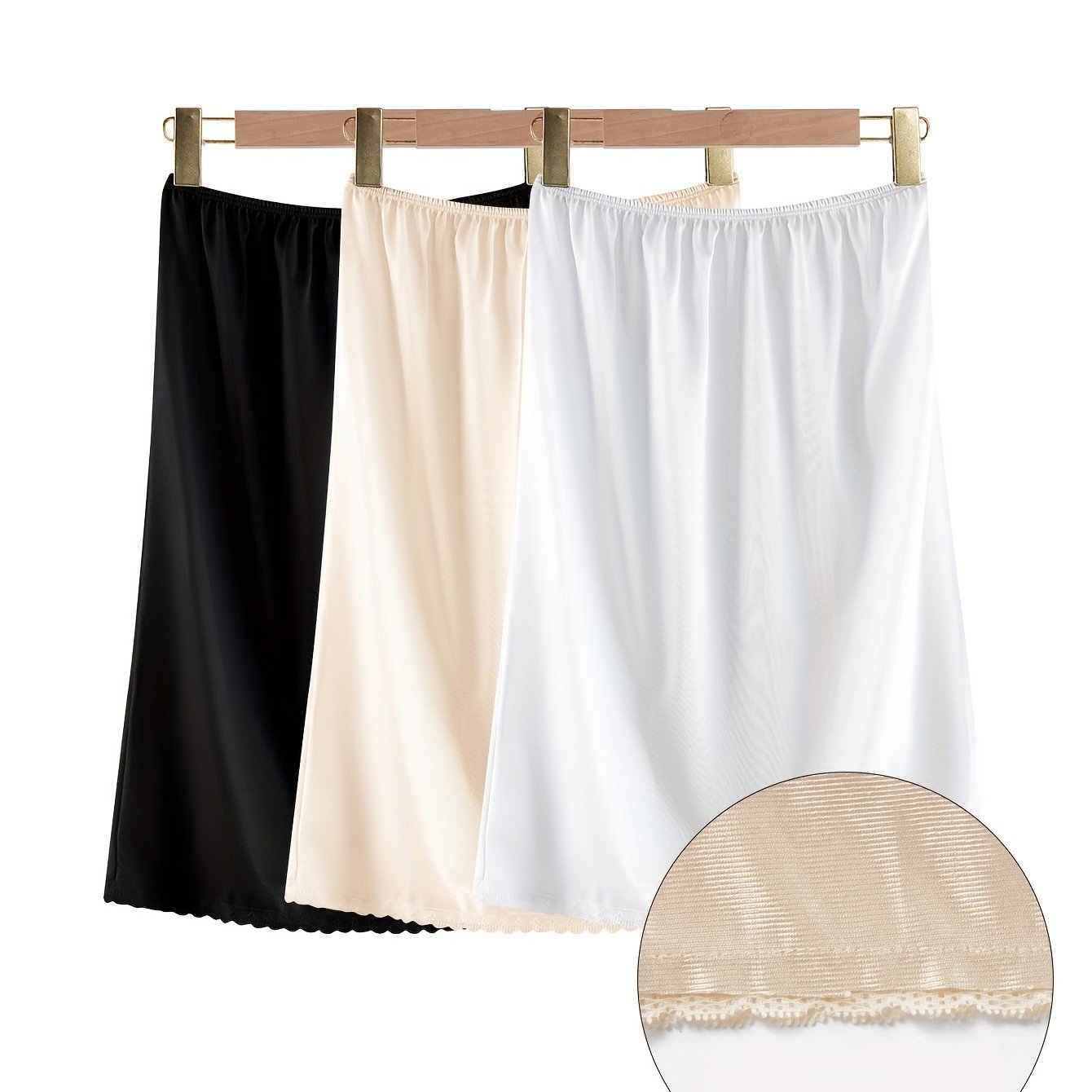 TEMU Three-piece Set Spring And Summer New Elegant Lace Stitching Women's Anti-exposure Short Petticoat Casual Outing Fabric Breathable A-line Skirt