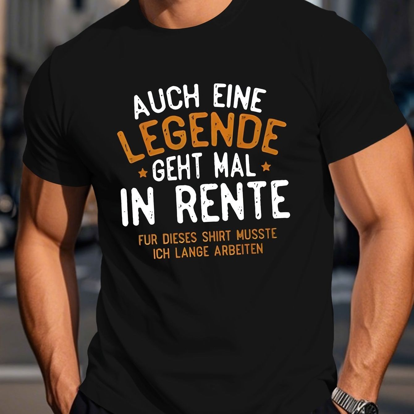 Men's Funny German Retirement Quote T-shirt | Lightweight Sm Loose Fit Tee With German "auch Eine Geht Mal In Rente" - Casual Retirement Outfit, Crew Neck, Regular Fit, , Plus Size