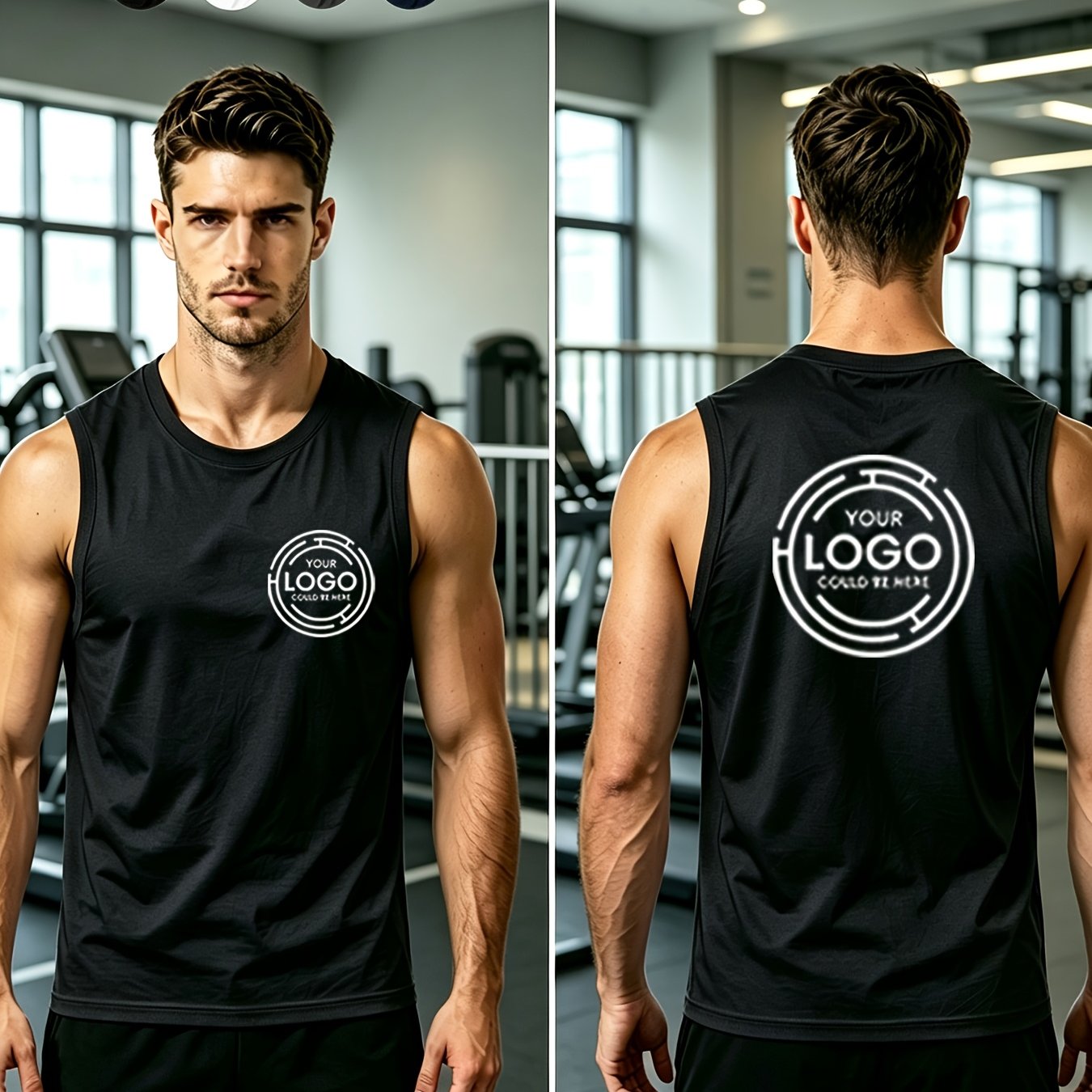 TEMU [customizable] Men's Wide Shoulder Sleeveless Vest, Quick- Fitness Tank Top, Multi-functional Outdoor Casual Top. Comfortable And Breathable,