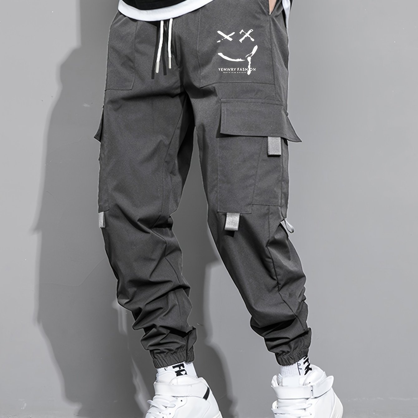 TEMU Pantalones cargo para hombre /otoño ligeros y casuales con múltiples bolsillos, pantalones largos con cordón, estilo deportivo y versátil para