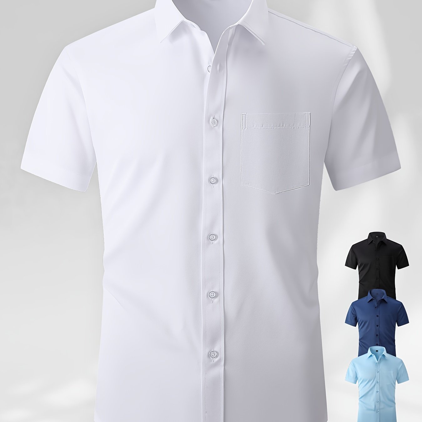 Summer Breathable Comfortable Skin-friendly Men's Short Sleeve Shirt Business Dress Shirt Men