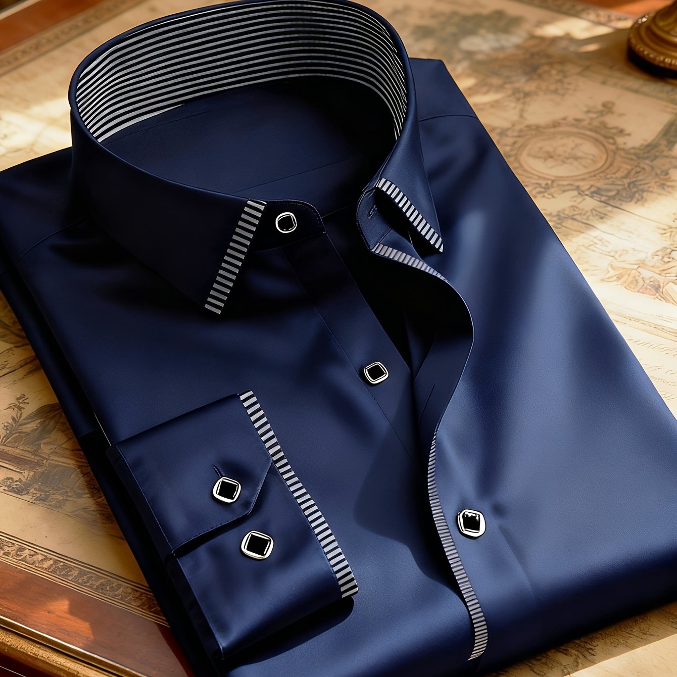TEMU 1pc Men's Shirt/men's Outfit/men's Designer Clothing/vacation Daily Minimalist Urban -friendly Comfortable Woven Plain Fabric Long Sleeve Formal
