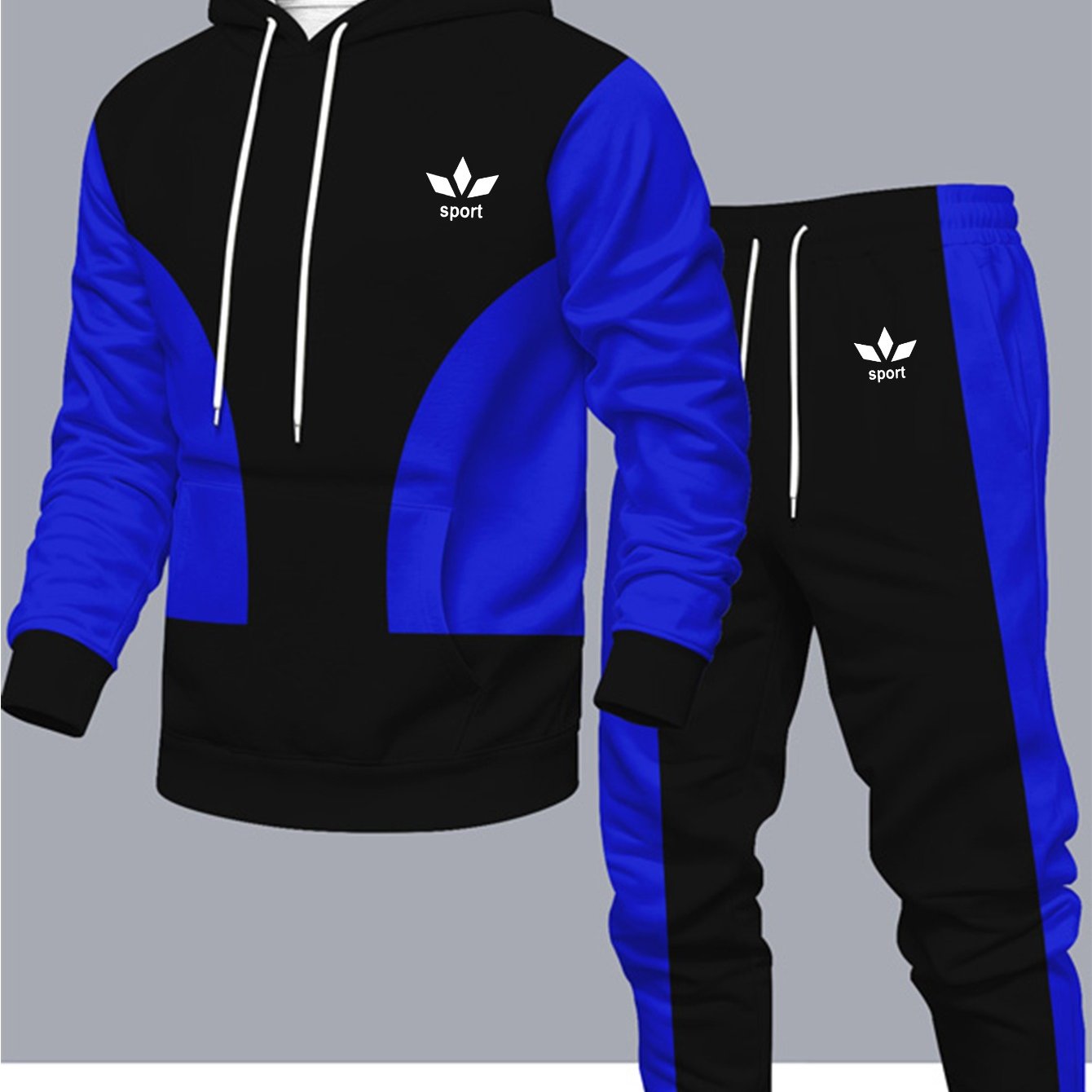 TEMU Spring/autumn Fashion Pattern Print Trendy Hooded Sweatshirt 2-piece Outdoor Set, Men'-piece Set, Casual Sportswear Hooded Sweatshirt Set, For