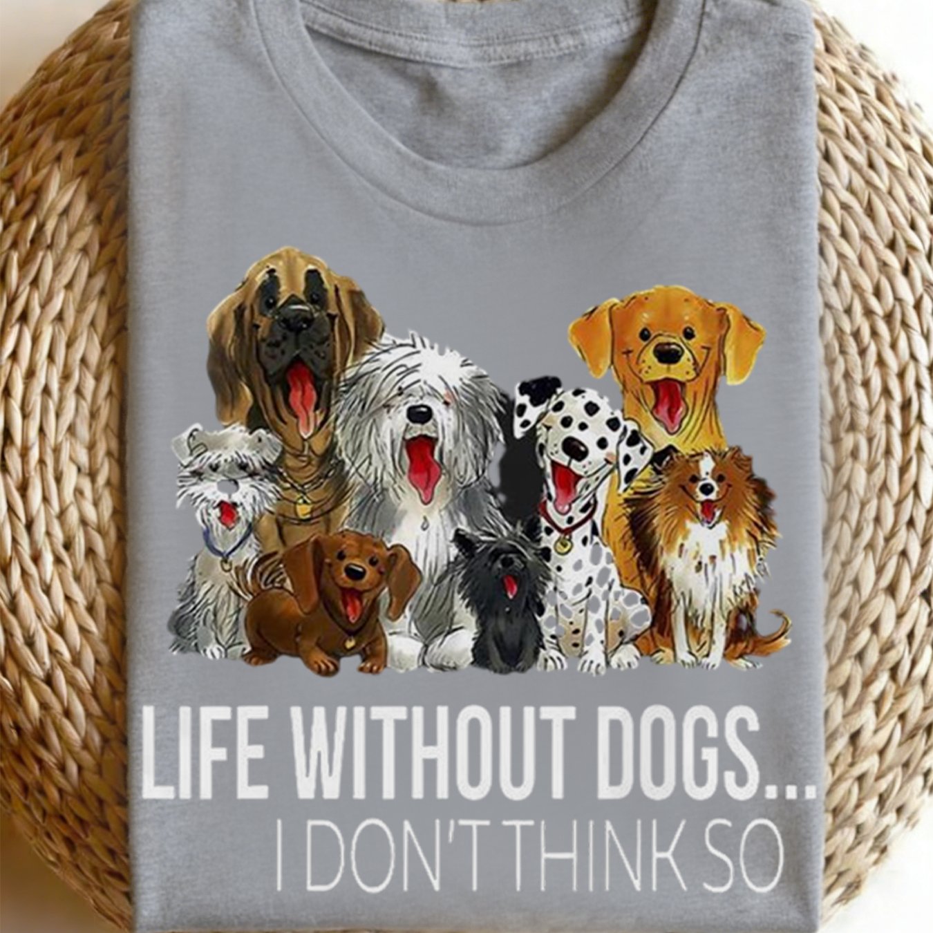 TEMU Dog T-shirt With Cute Puppies And Life Without Dogs 't So Slogan - Casual Round Neck Short Sleeve Tee For Pet Owners, Perfect Gift, Machine