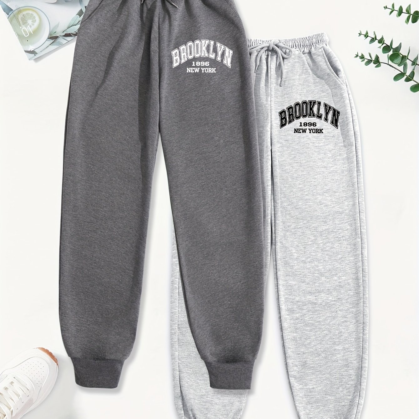 TEMU 2pcs Cartoon Graphic Print Pants, Casual Drawstring Waist Jogger Pants, Women's Clothing