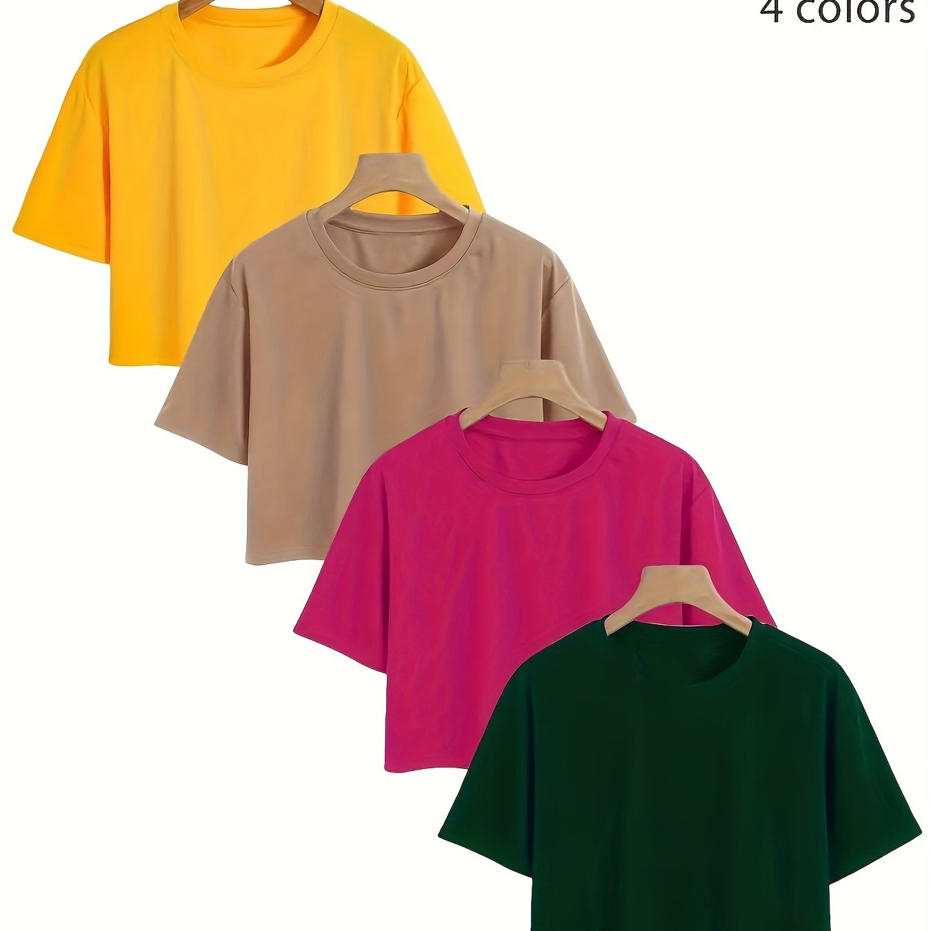TEMU Women's Fashion, Short, Breathable Quick-dry, 4pcs T-shirts