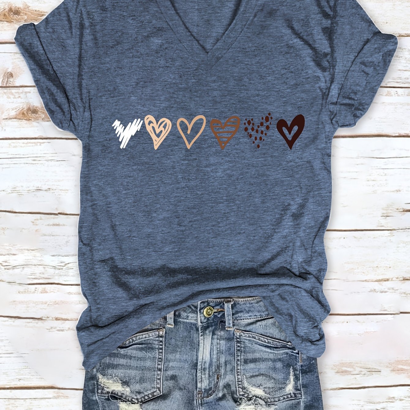 Image of In-stock European And Simple And Fashionable V-neck Women's T-shirt