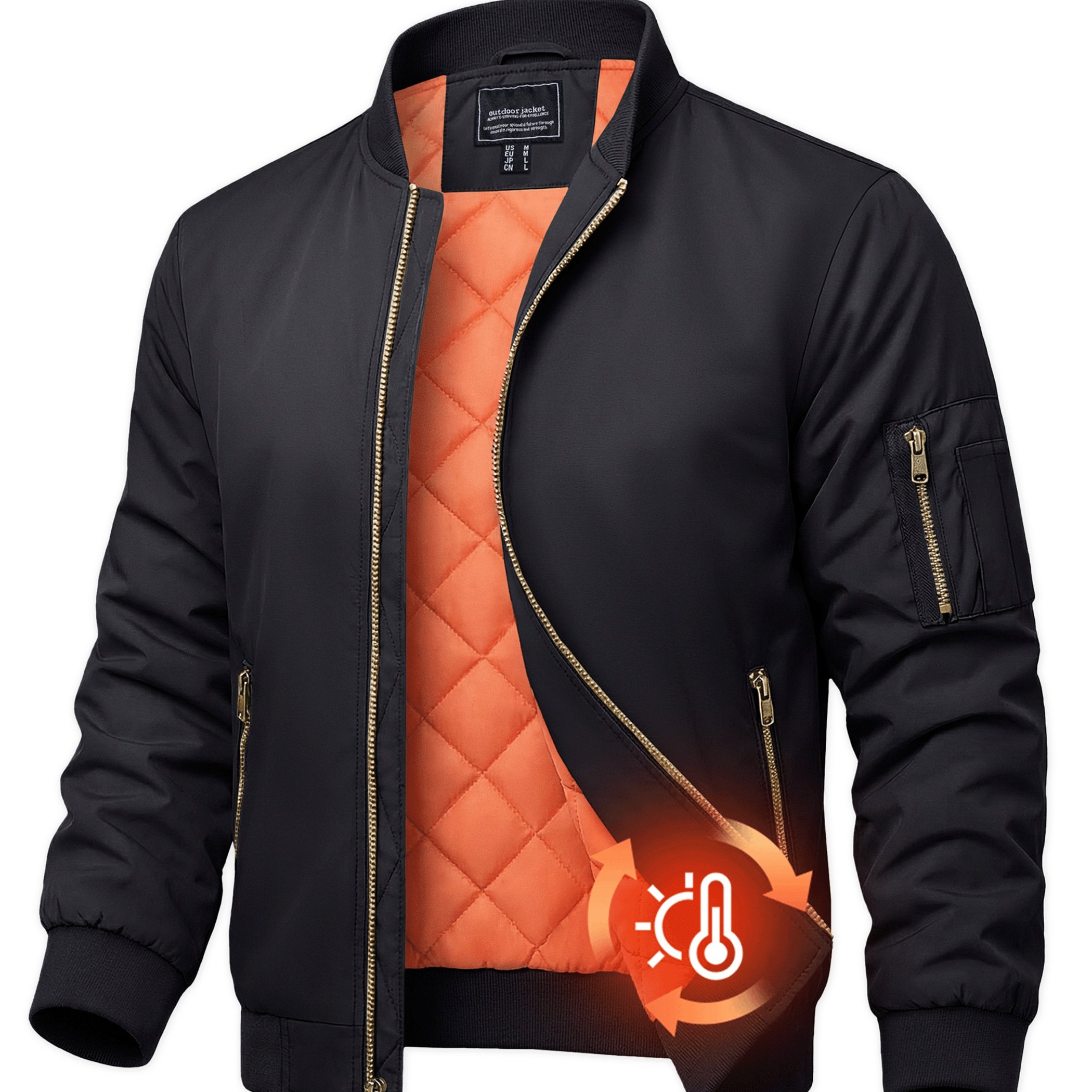 Men's Jacket Winter Warm Padded Coats Zipper Pockets Outdoor Jackets Thermal Casual Athletic Sport Hiking Jogging Camping Fishing Traveling Working