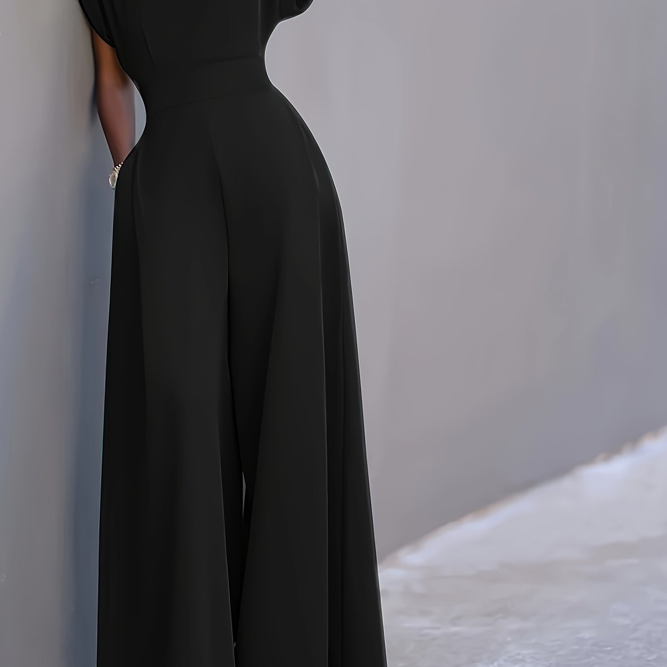 Image of Women's Elegant Jumpsuit, Wide Leg Long Pants Romper, Slim One-piece Outfit For Party Casual