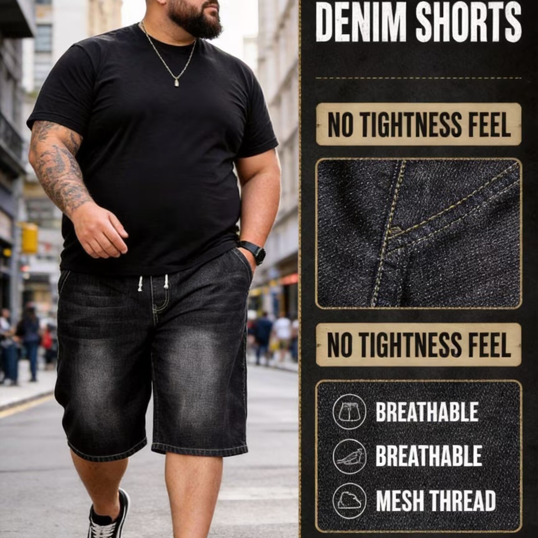 Image of Men's Shorts For Summer, Thin, Elastic Waistband, Plus Size Men' Cropped Pants, Men's Summer Outerwear, Fat Guy Mid Length Pants, Drawstring High Waistband, Easy And Versatile Cropped Pants