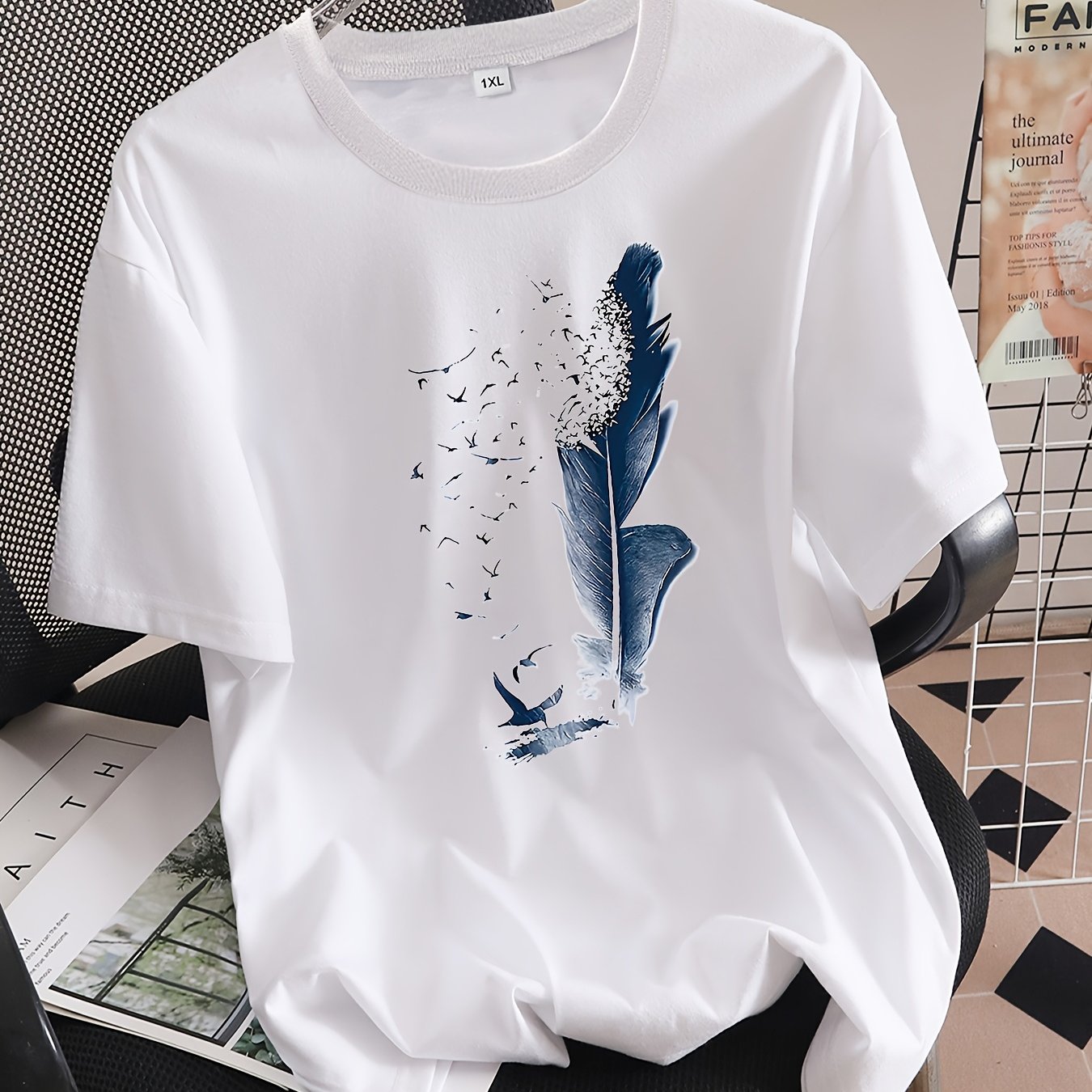 E-shop Plus Size - Plus Size - Plus Size T-Shirt mit Buchstabenprint, Kurzarm Rundhals Freizeitoberteil für Sommer und Frühling, Damenmode in großen