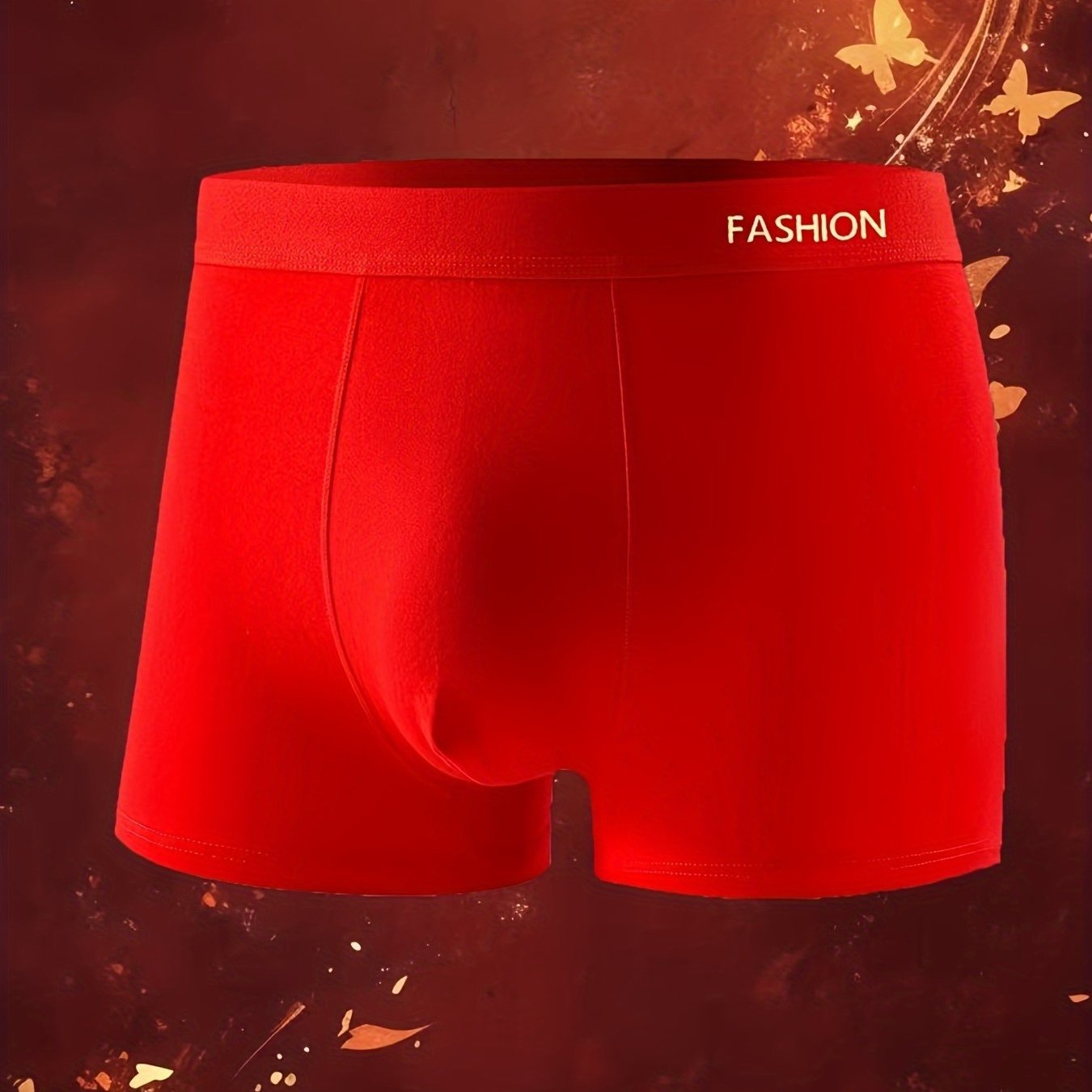 Image of 1 Pair Of Solid Red Color Men's Polyester Underwear, Comfortable And Breathable, With A Mid-rise Design, Suitable For Daily Walking, Leisure, And Sports, Men's Boxer Briefs