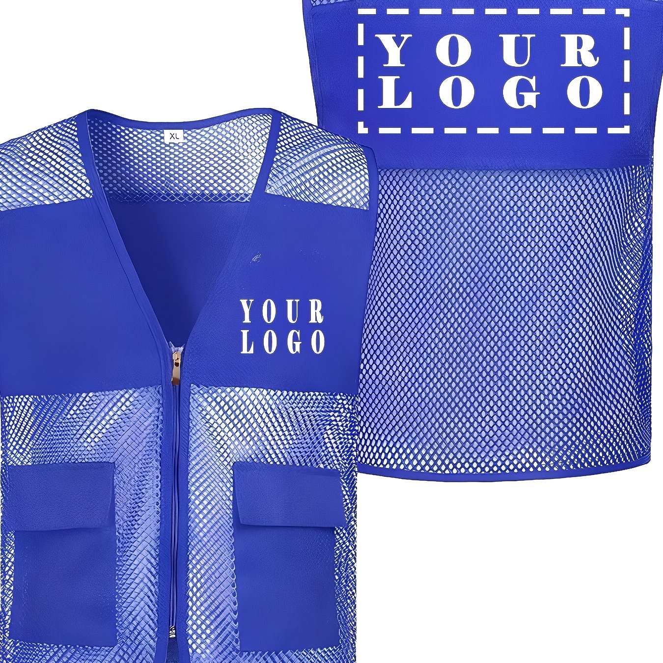 TEMU Multi-pocket Mesh Work Vest, Team Group Uniform, Breathable Top, Logo Jacket, Office Uniform, Team Group Clothing, Add Your Design On Chest And