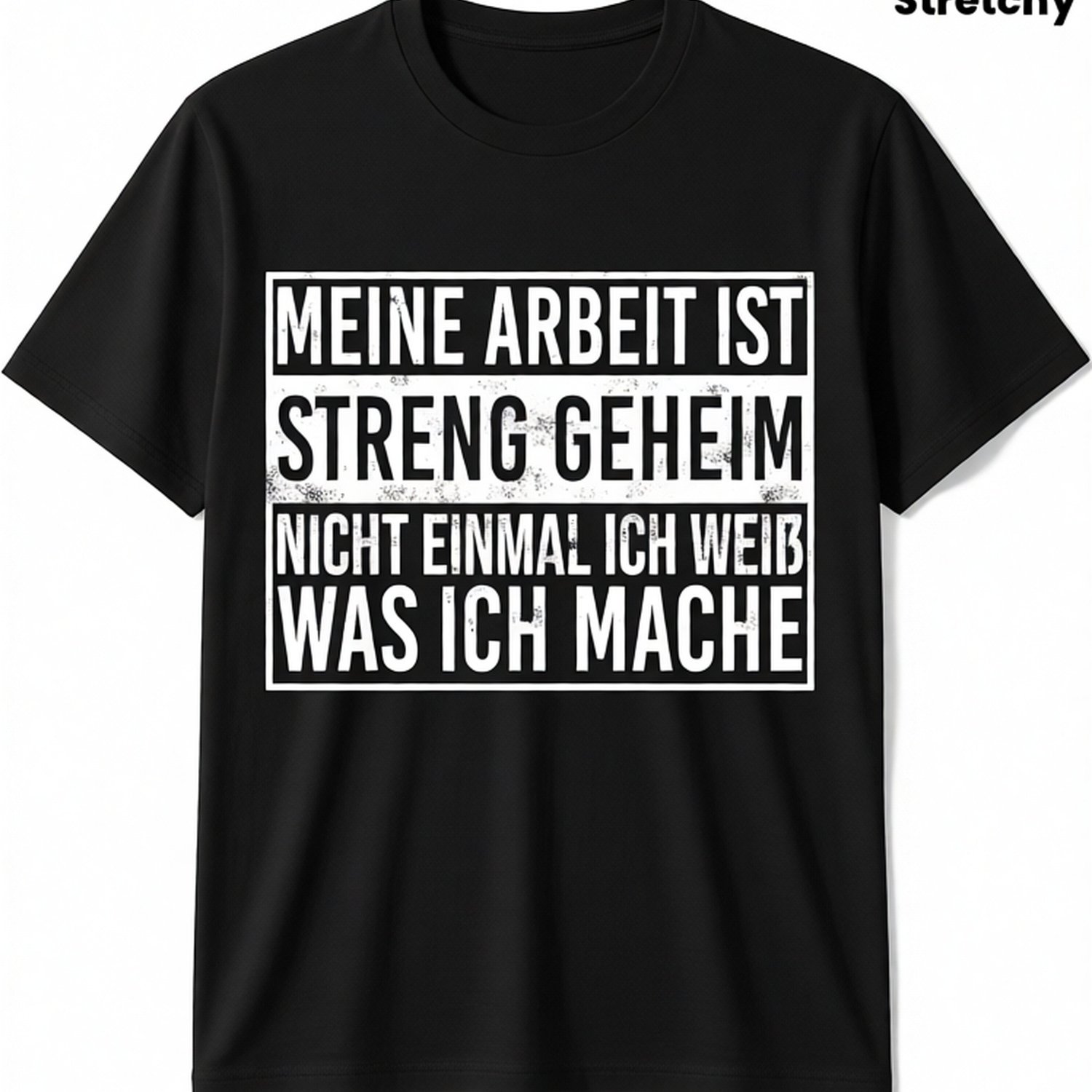 Image of Plus Size Funny German Work Saying T-shirt, " Is - Not I What I'm Doing", Black With White Text, Regular Fit Short-sleeve Shirt, Office Humor, , Round Neck, Slightly Stretchy Fabric