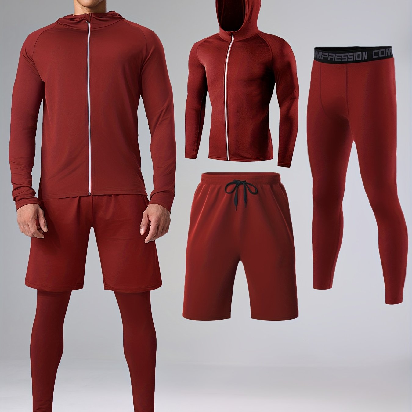 3pcs Men's Lightweight Quick-Dry Athletic Set