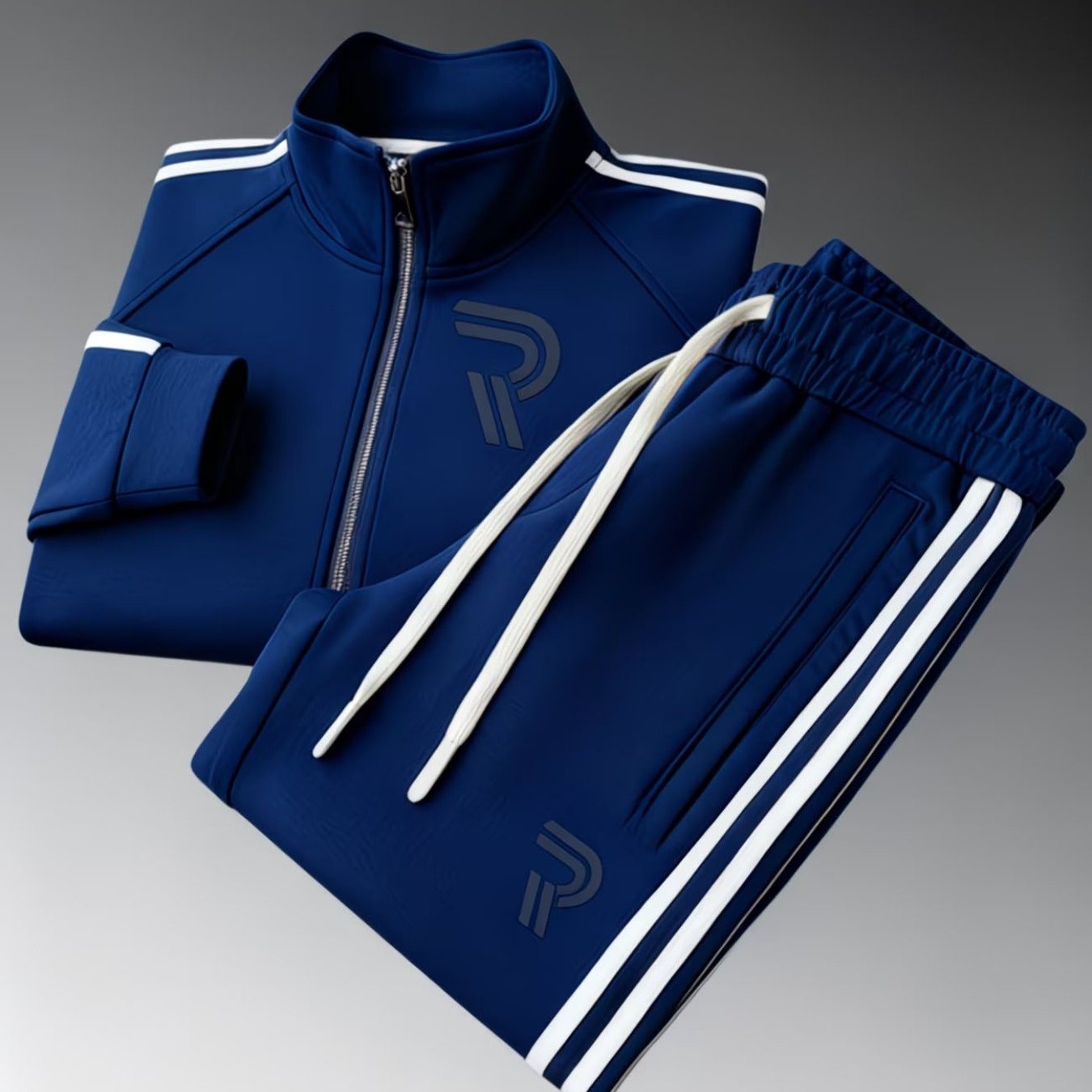 Image of Track Jacket And Pants Set Men's Fashion Casual Sporty Style Outfit With Contrast And 3d Pattern Men's Wear For Adults Men Casual Wear Sportswear Fall Winter