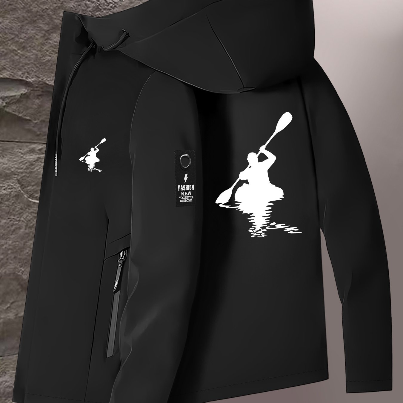 TEMU 's Windbreaker With Kayaking Design, Outdoor Climbing Jacket, Unisex Outerwear