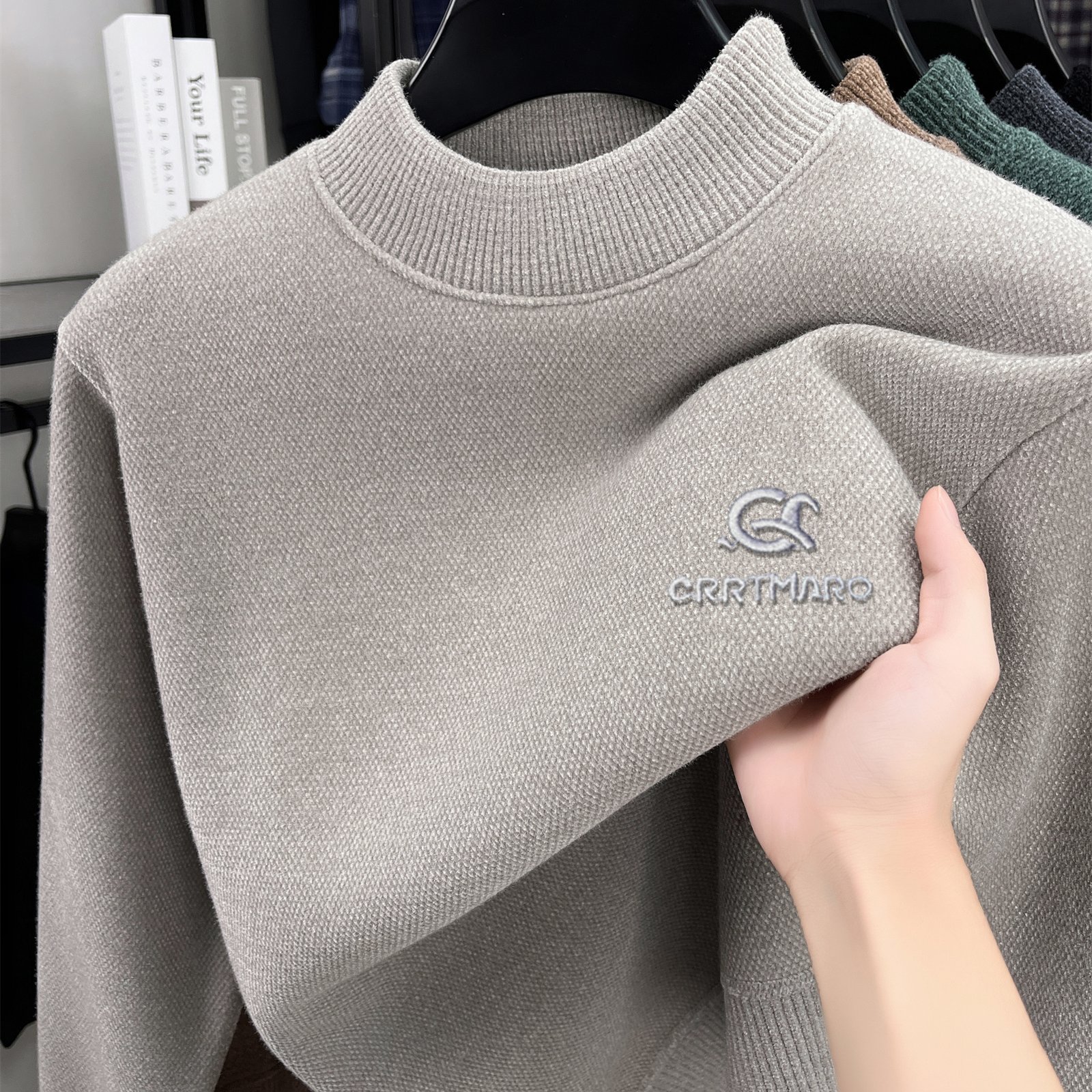 TEMU Katemar Crrtmaro High--in-one Winter Sweater For Men, Plush-lined And Thickened, Men's Half-turtleneck Warm Knitted Base Layer, Haohao, Autumn