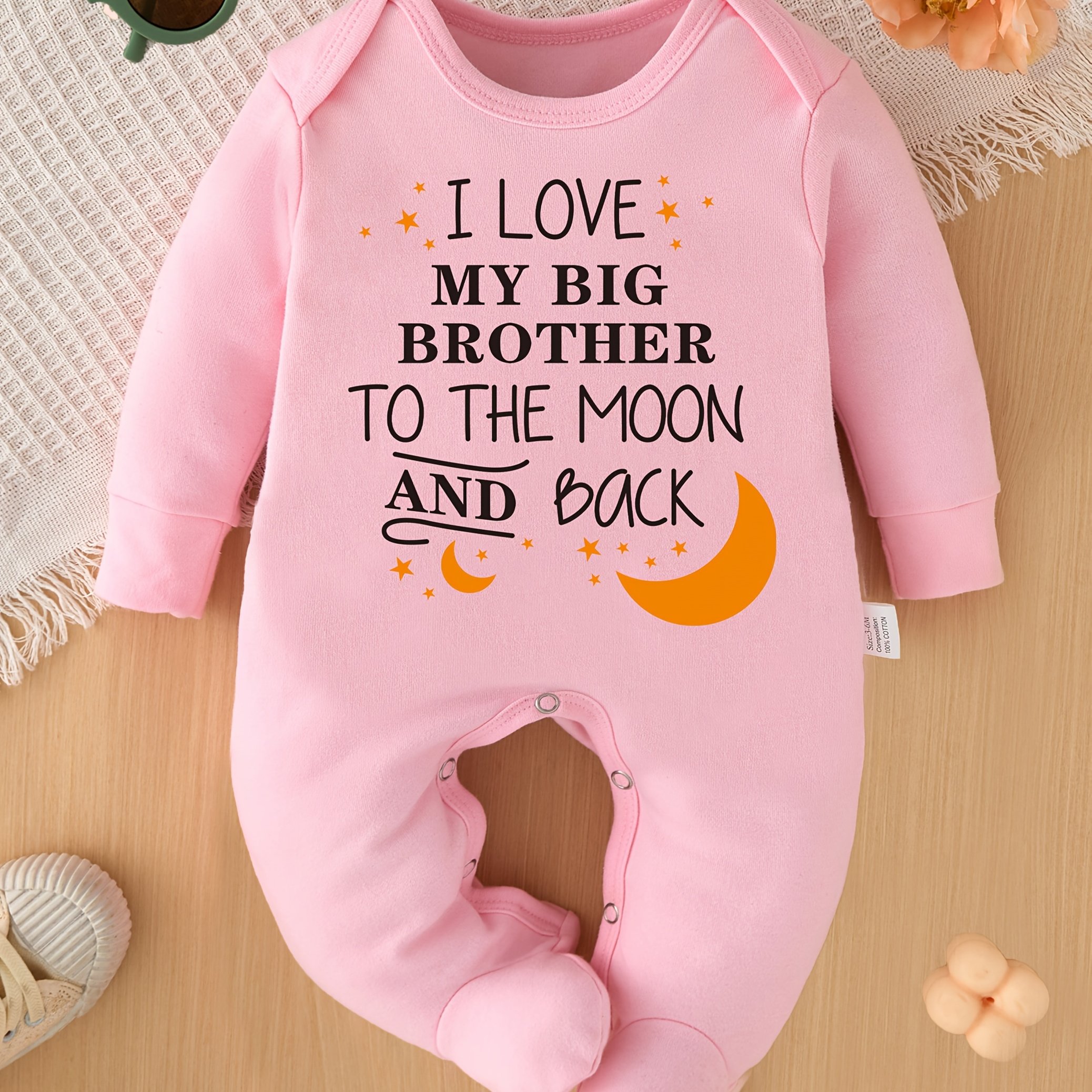 Image of I Love You And Back Letter Print New Newborn Booties Bodysuit Baby Booties Romper Pregnancy Gift, For Outdoor