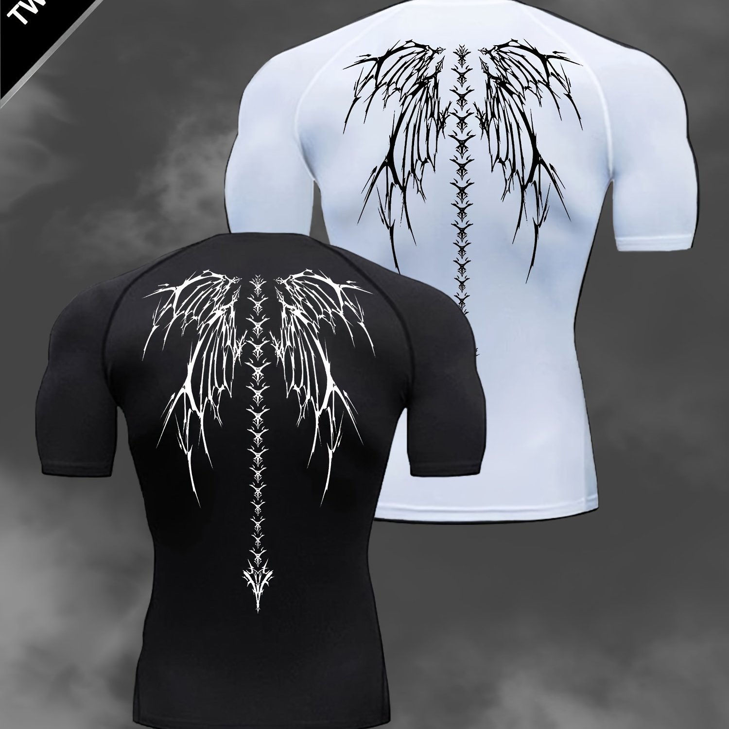 Two-pack Wing Print Men's Slim Short Sleeve Summer Casual T-shirt